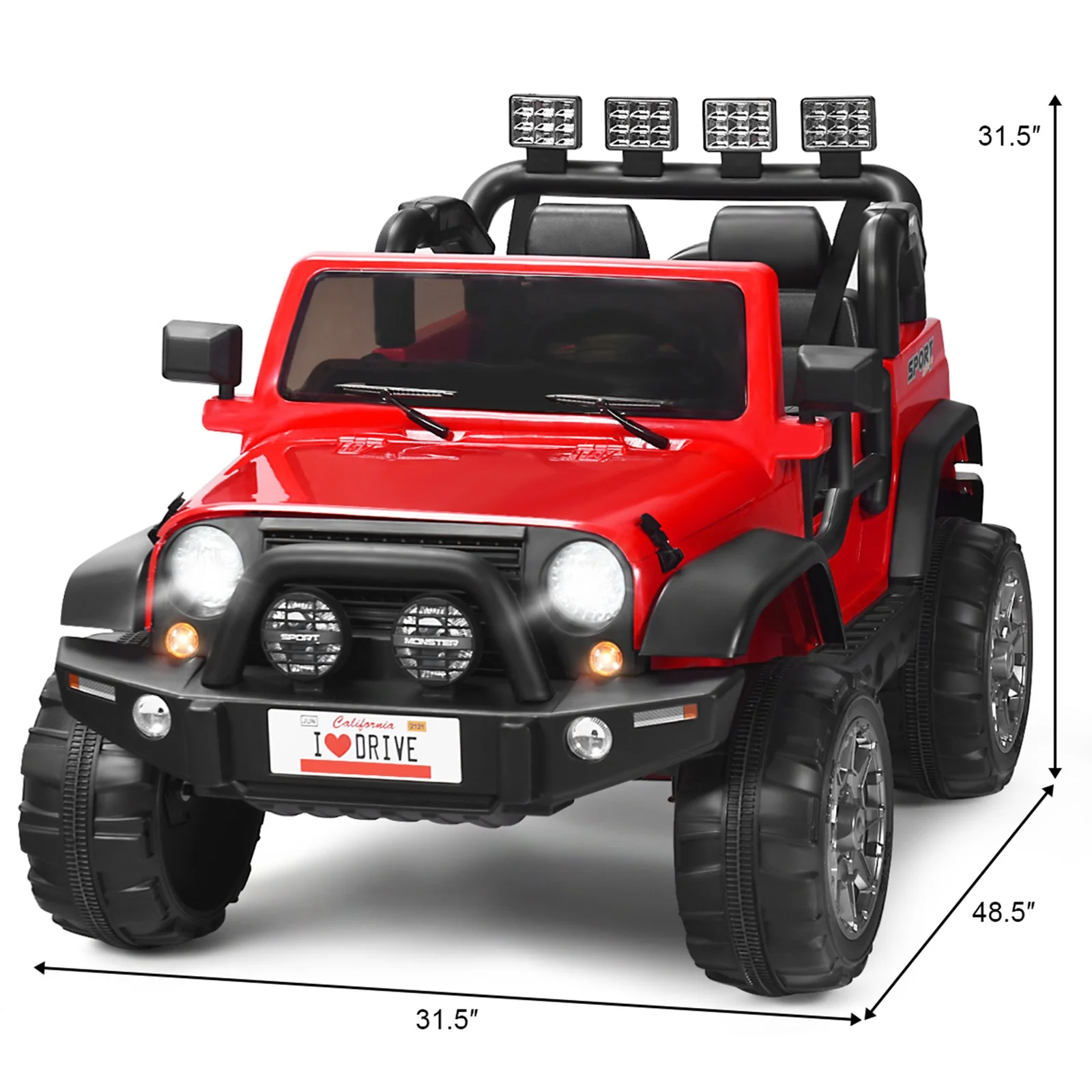 12V Electric Kids Ride-On Car with Remote Control, Storage Box, and Music – Red - Image 2