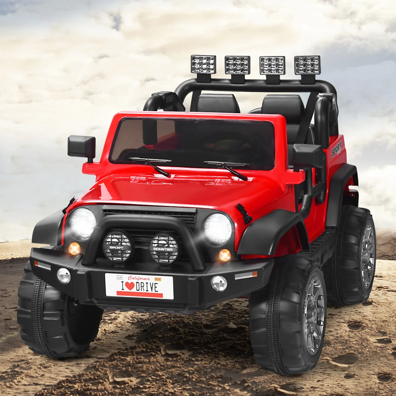 12V Electric Kids Ride-On Car with Remote Control, Storage Box, and Music – Red - Image 3