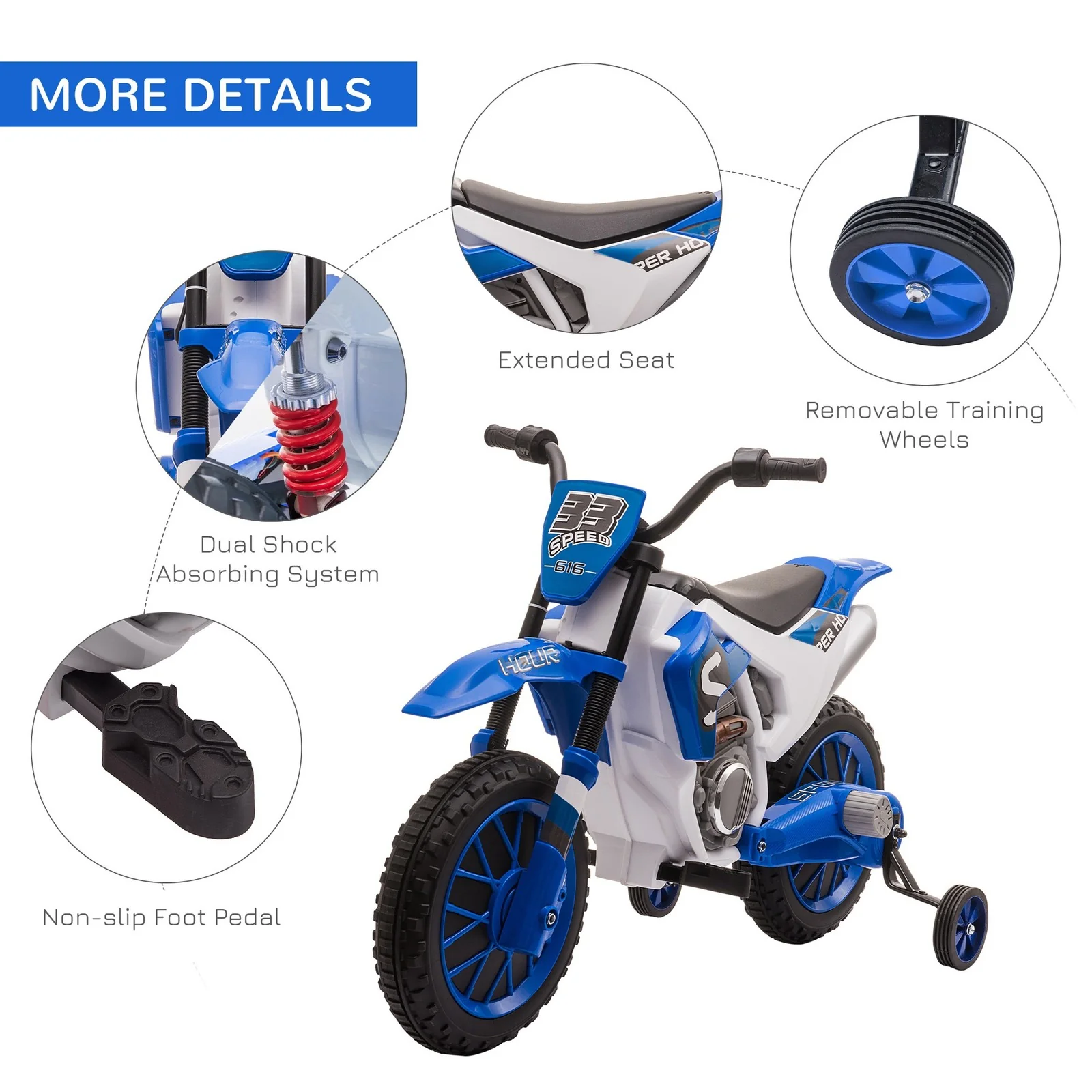 12V Electric Dirt Bike Motorcycle Toy with Training Wheels for Ages 3-5 - Image 6