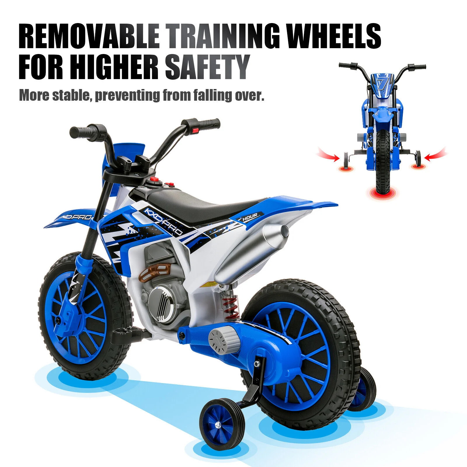 12V Electric Kids Ride-On Dirt Bike with Training Wheels - Battery Powered Motorcycle - Image 17