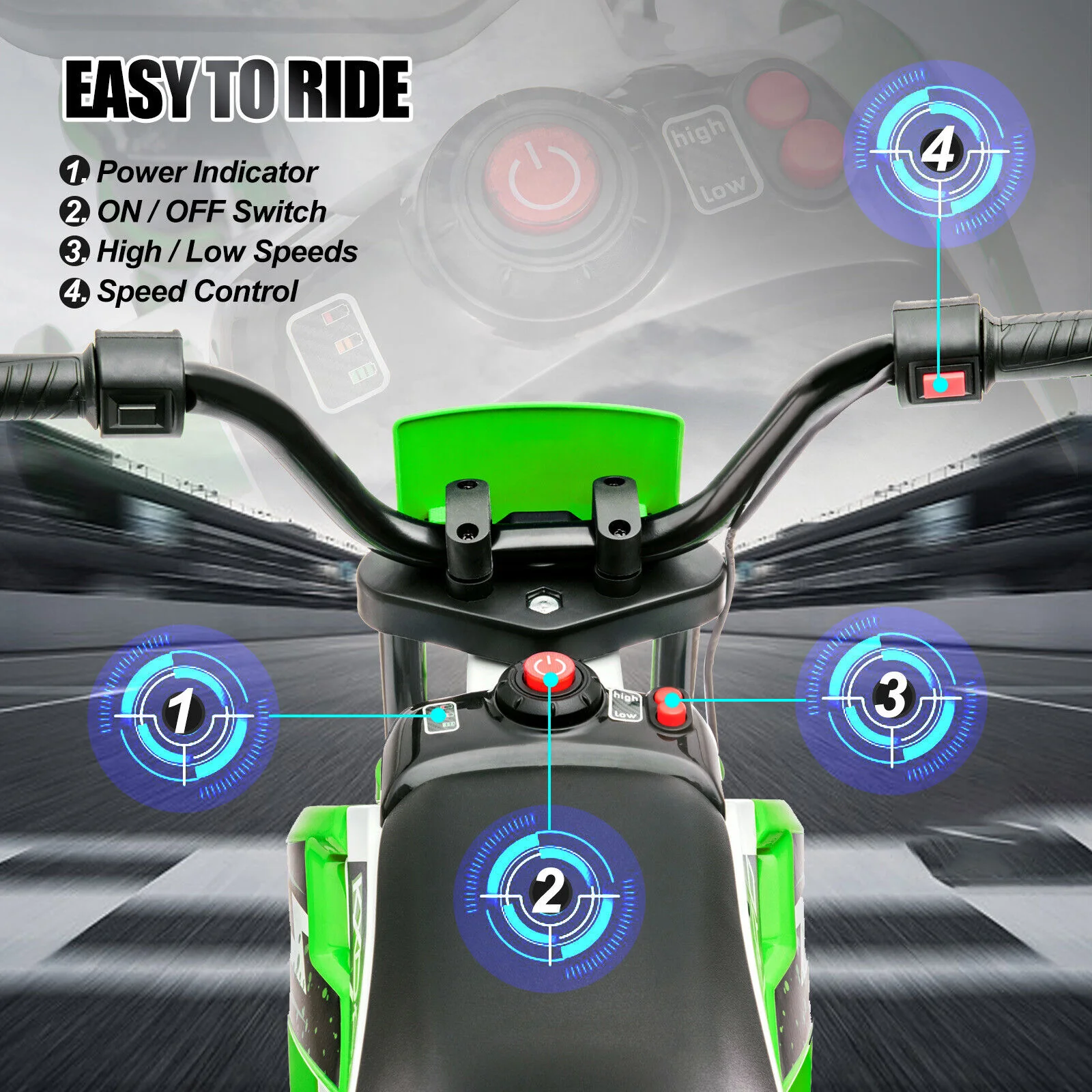 12V Electric Kids Ride-On Dirt Bike with Training Wheels - Battery Powered Motorcycle - Image 6