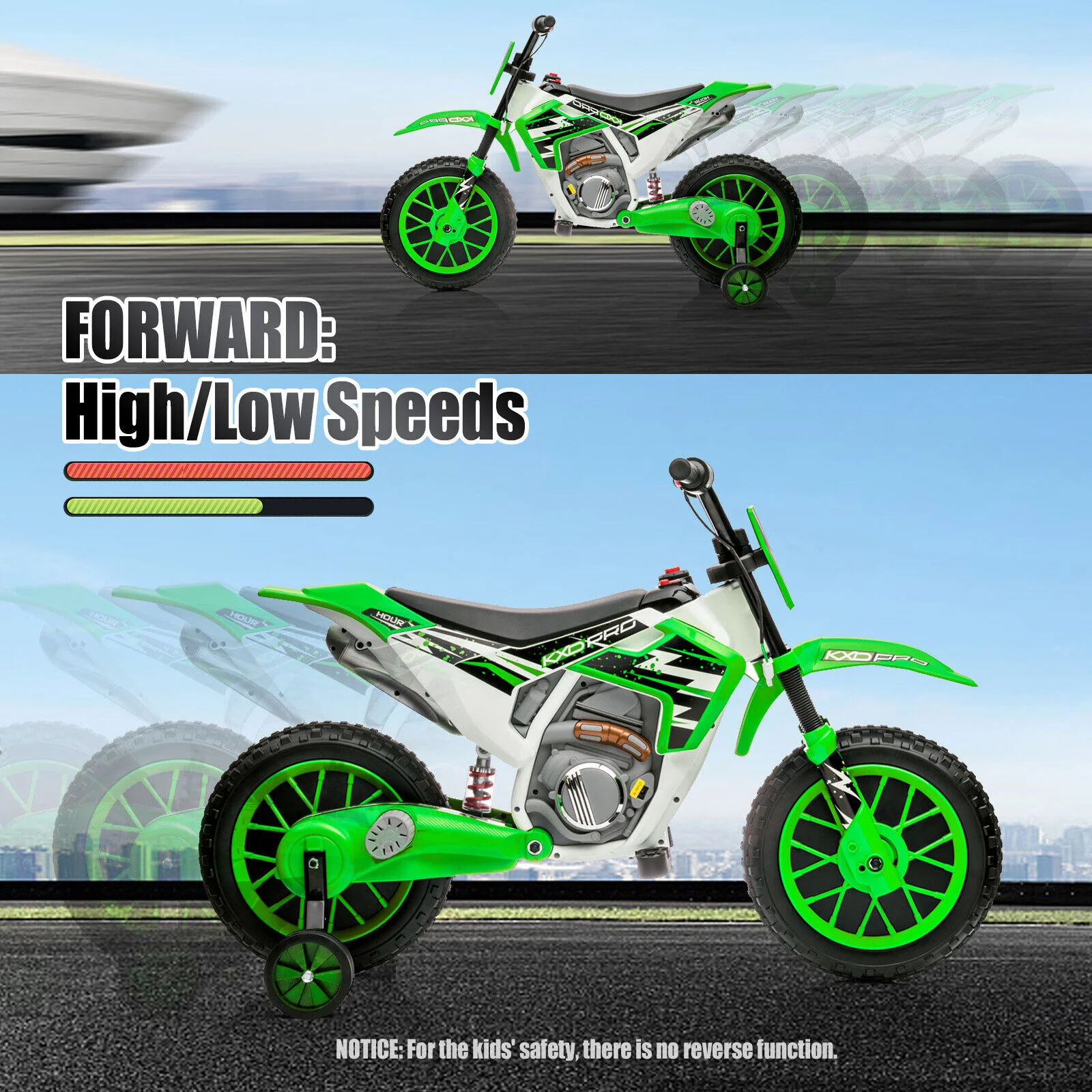 12V Electric Kids Ride-On Dirt Bike with Training Wheels - Battery Powered Motorcycle - Image 7