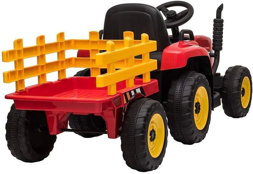 12V Electric Battery-Powered Kids Ride-On Tractor with Trailer Toy - Image 14
