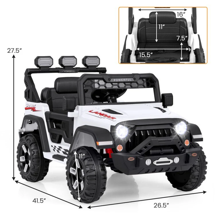 12V Electric Kids Ride-On Truck Toy with 2.4G Remote Control, Power Display, and 3-Speed Settings - Image 6