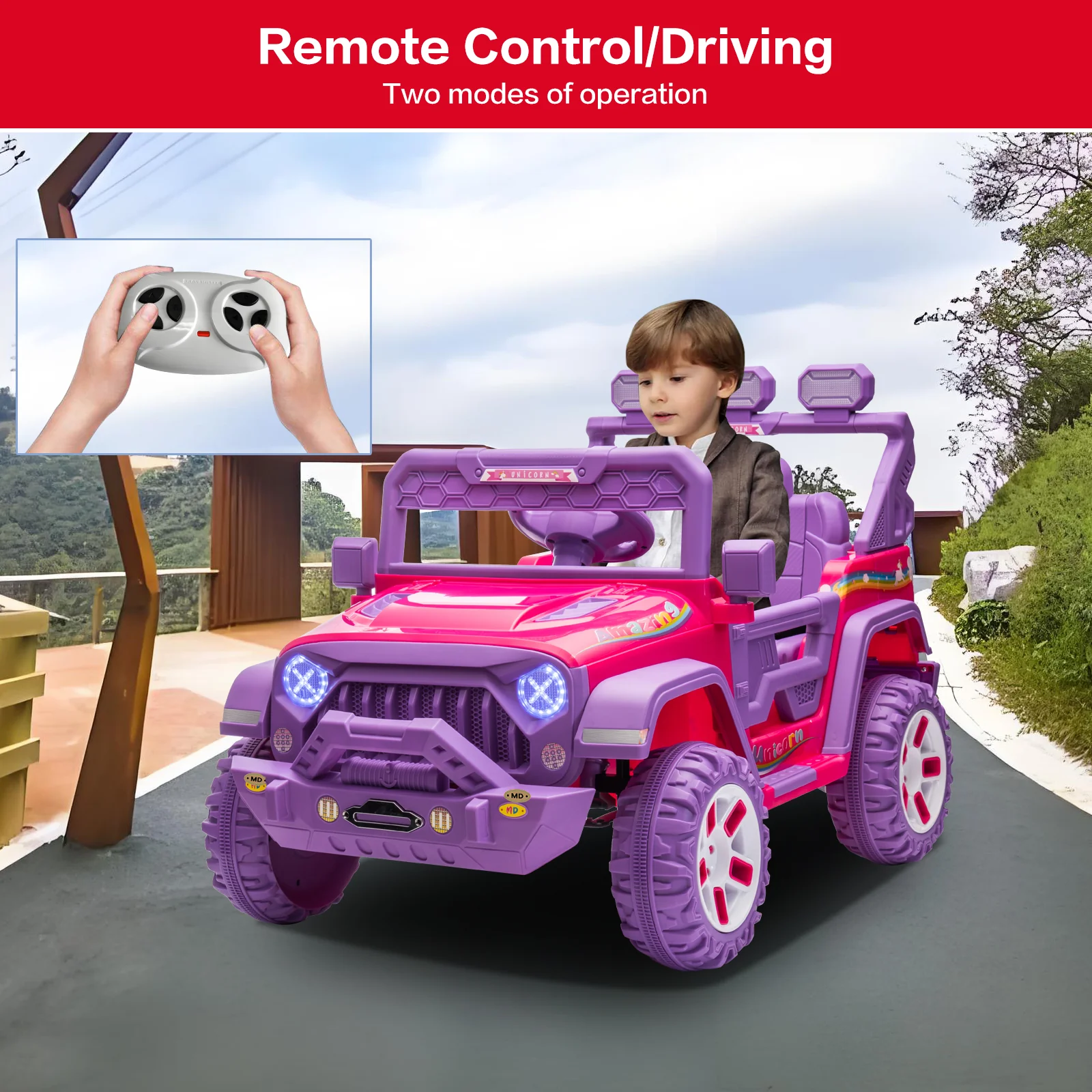 12V Electric Kids Ride-On Truck with Remote Control, DIY Stickers, Dual Motors, and MP3 Player - Image 11