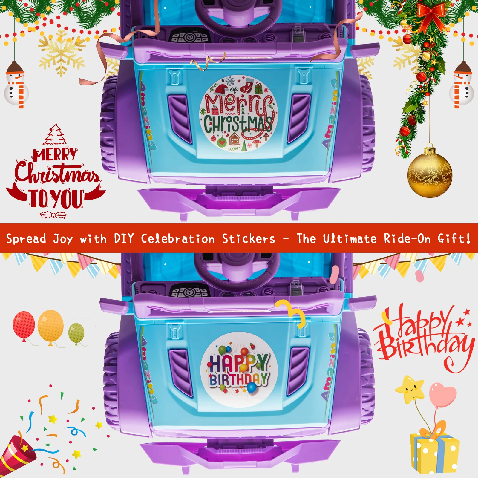 12V Electric Kids Ride-On Truck with Remote Control, DIY Stickers, Dual Motors, and MP3 Player - Image 33