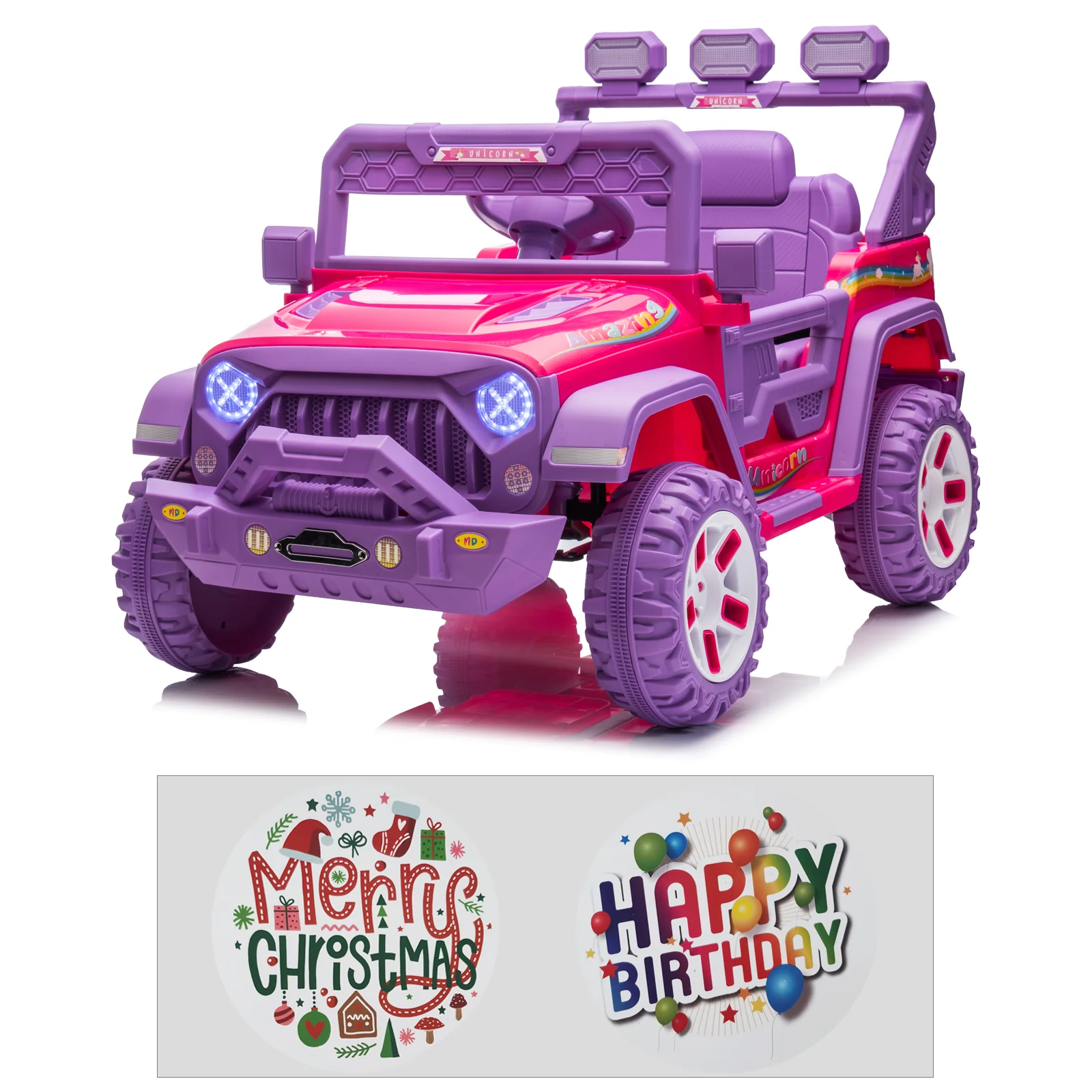 12V Electric Kids Ride-On Truck with Remote Control, DIY Stickers, Dual Motors, and MP3 Player - Image 9