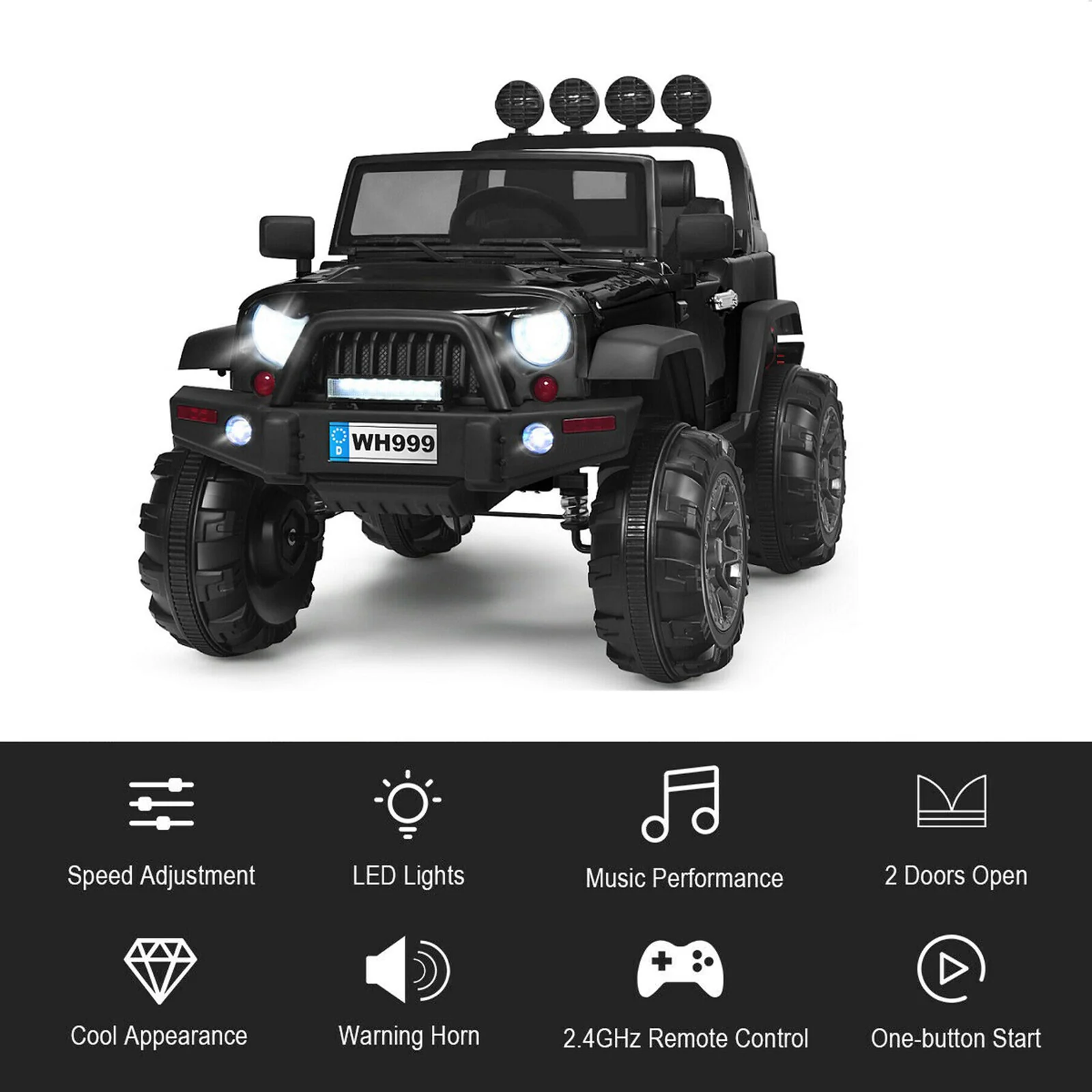 12V Electric Kids Ride-On Truck with MP3 and Remote Control - Black - Image 5