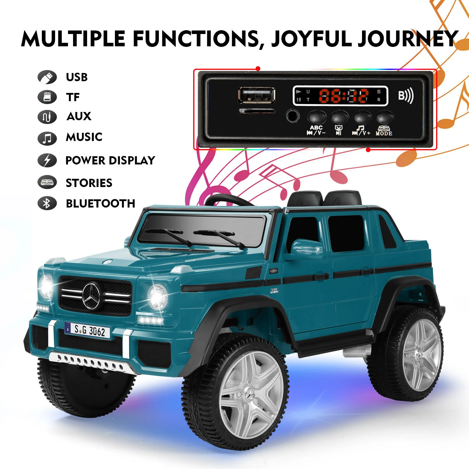 12V Electric Mercedes-Benz Kids Ride On Car with Remote Control, Lights, and Music - Image 4