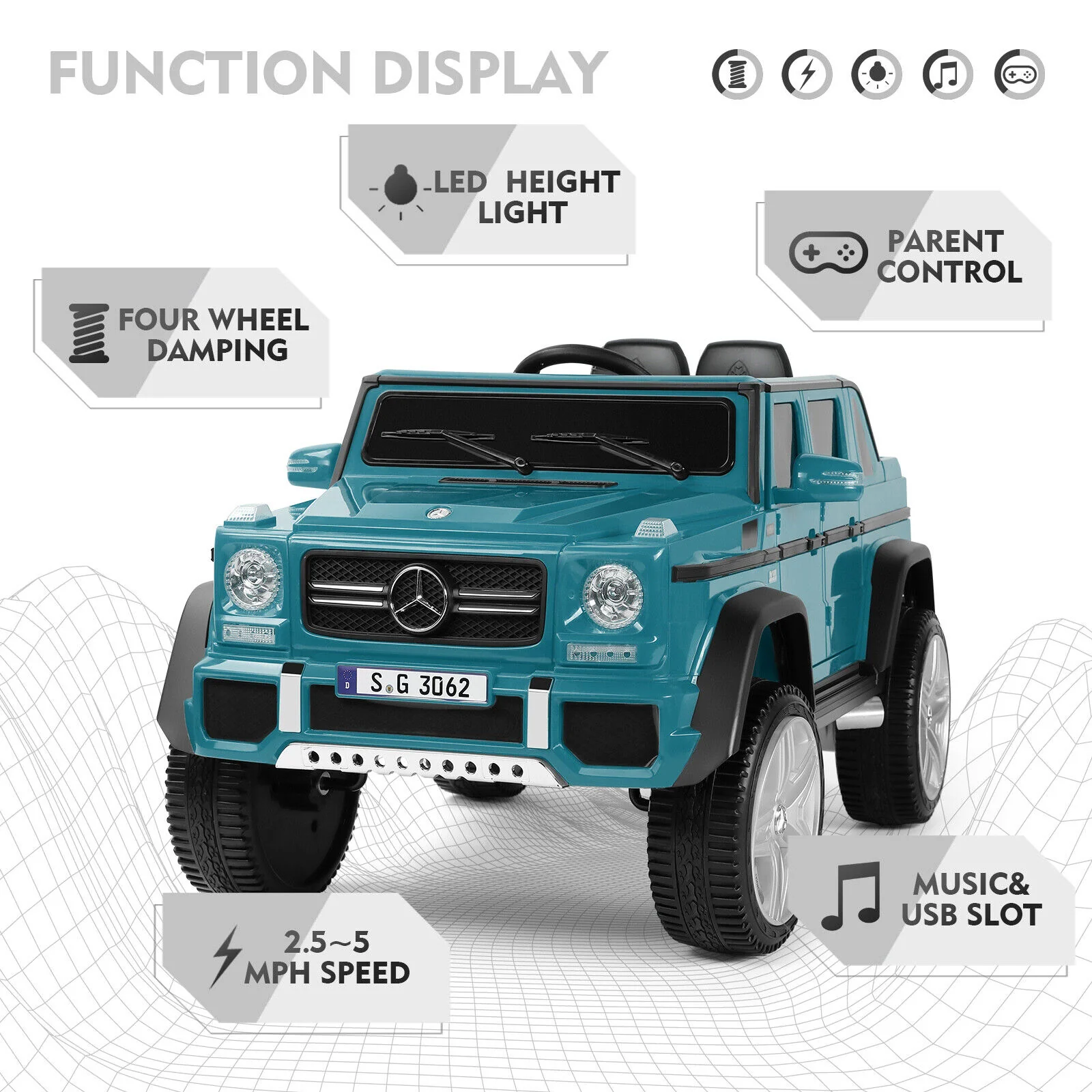 12V Electric Mercedes-Benz Kids Ride On Car with Remote Control, Lights, and Music - Image 6