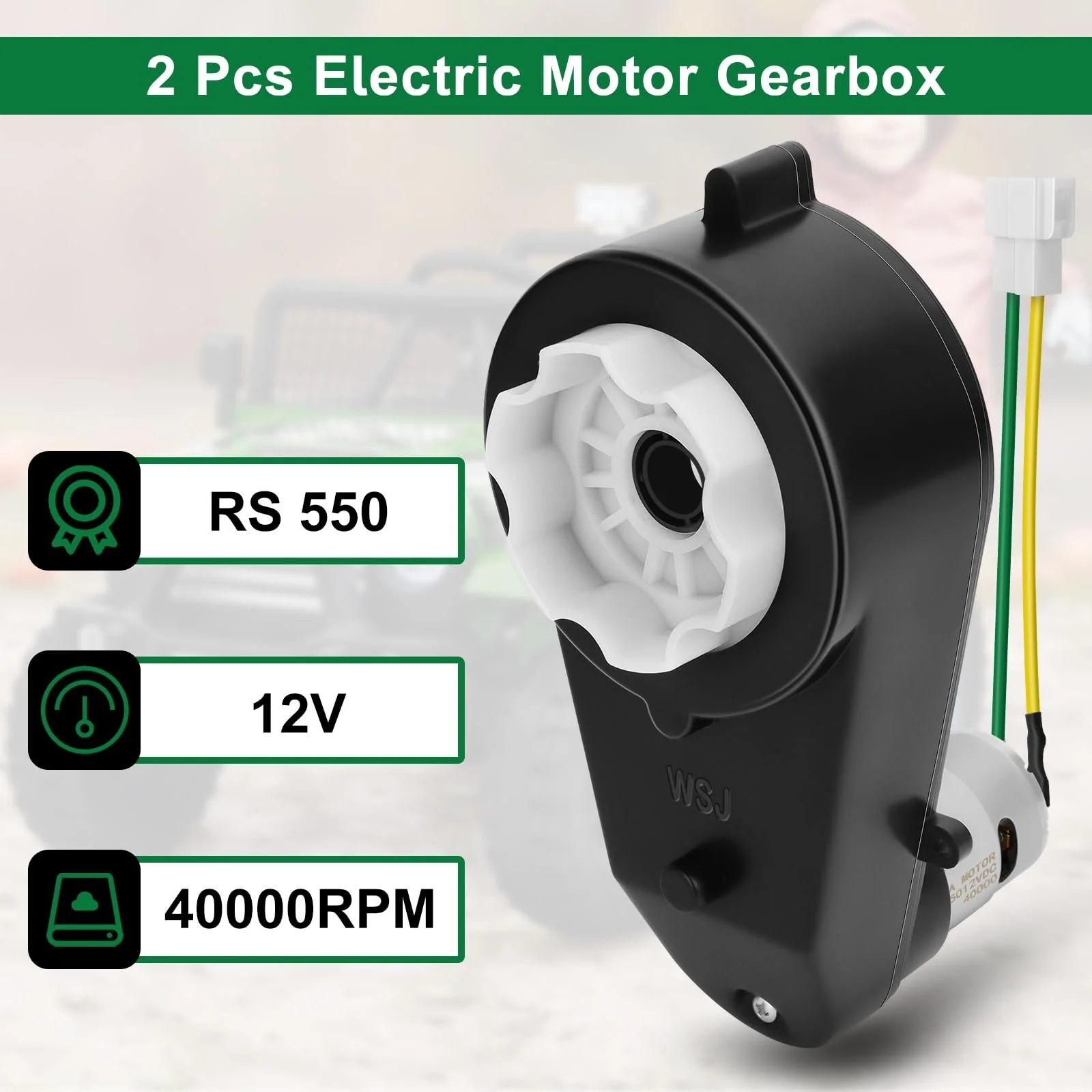 12V High-Speed Electric Motor Gearbox for Kids Ride-On Vehicles, 550 RPM Enhancement - Image 3
