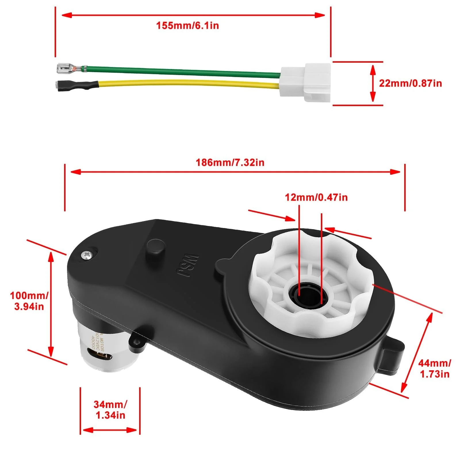 12V High-Speed Electric Motor Gearbox for Kids Ride-On Vehicles, 550 RPM Enhancement - Image 6