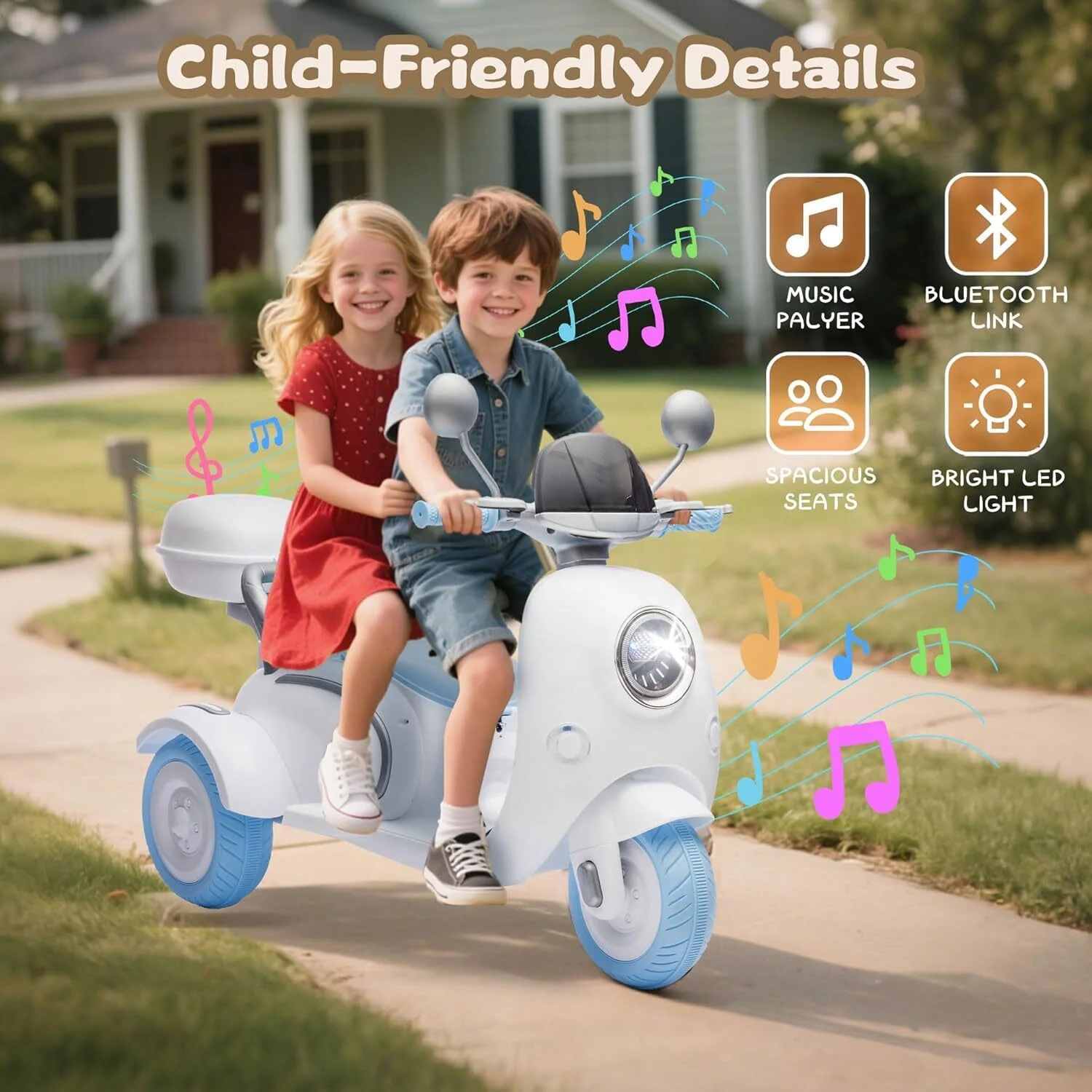12V Electric 3-Wheel Ride-On Motorcycle Tricycle for Kids Ages 3-6 with 1.86-3.11 MPH Speed - Image 31