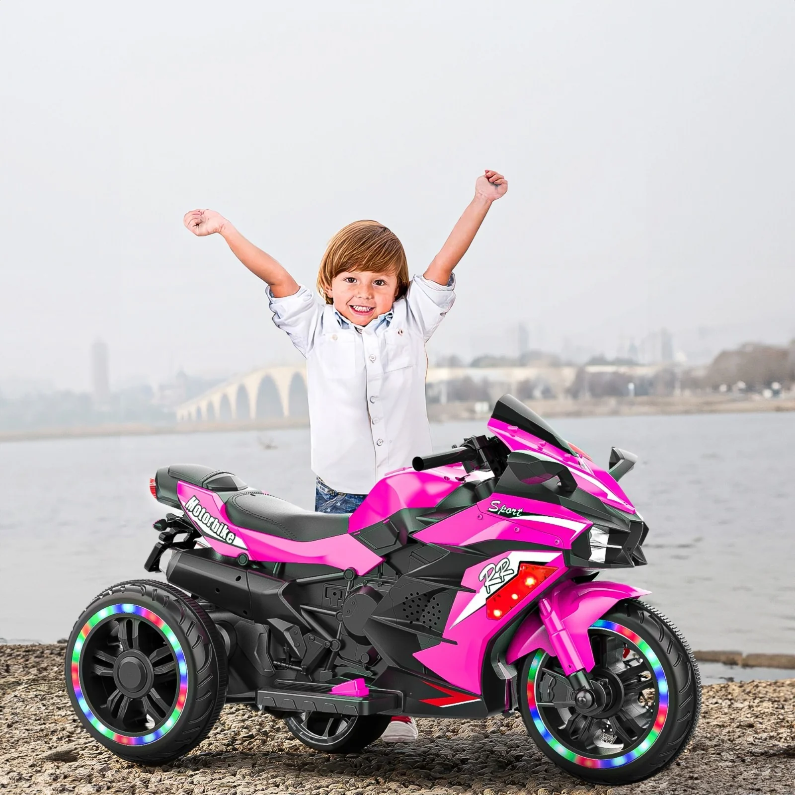 12V Battery-Powered Electric Three-Wheel Motorcycle Ride-On Toy for Kids - Image 3