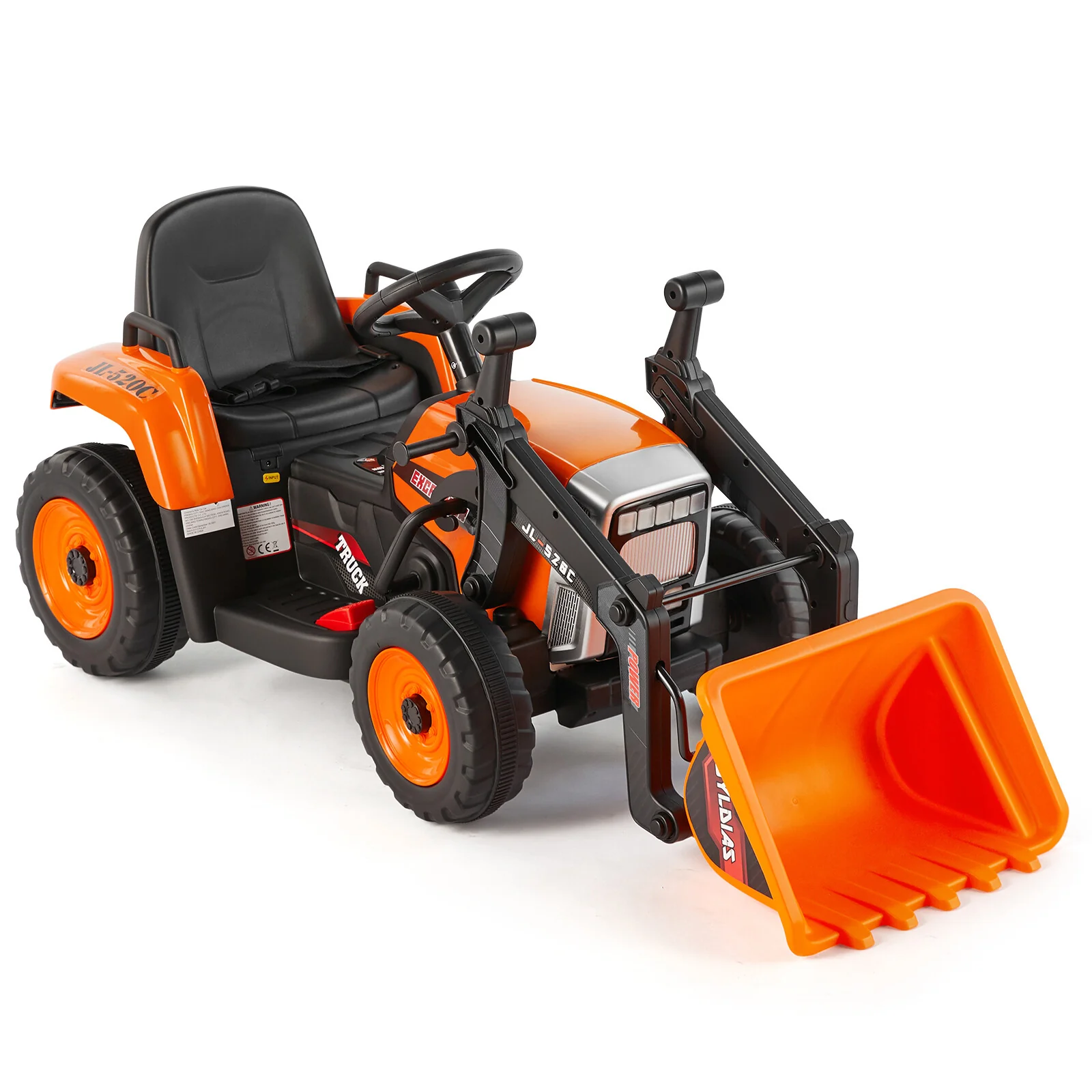 12V Orange Electric Ride-On Excavator Truck with 3 Speeds, Music, Lights, and Remote Control - Image 14