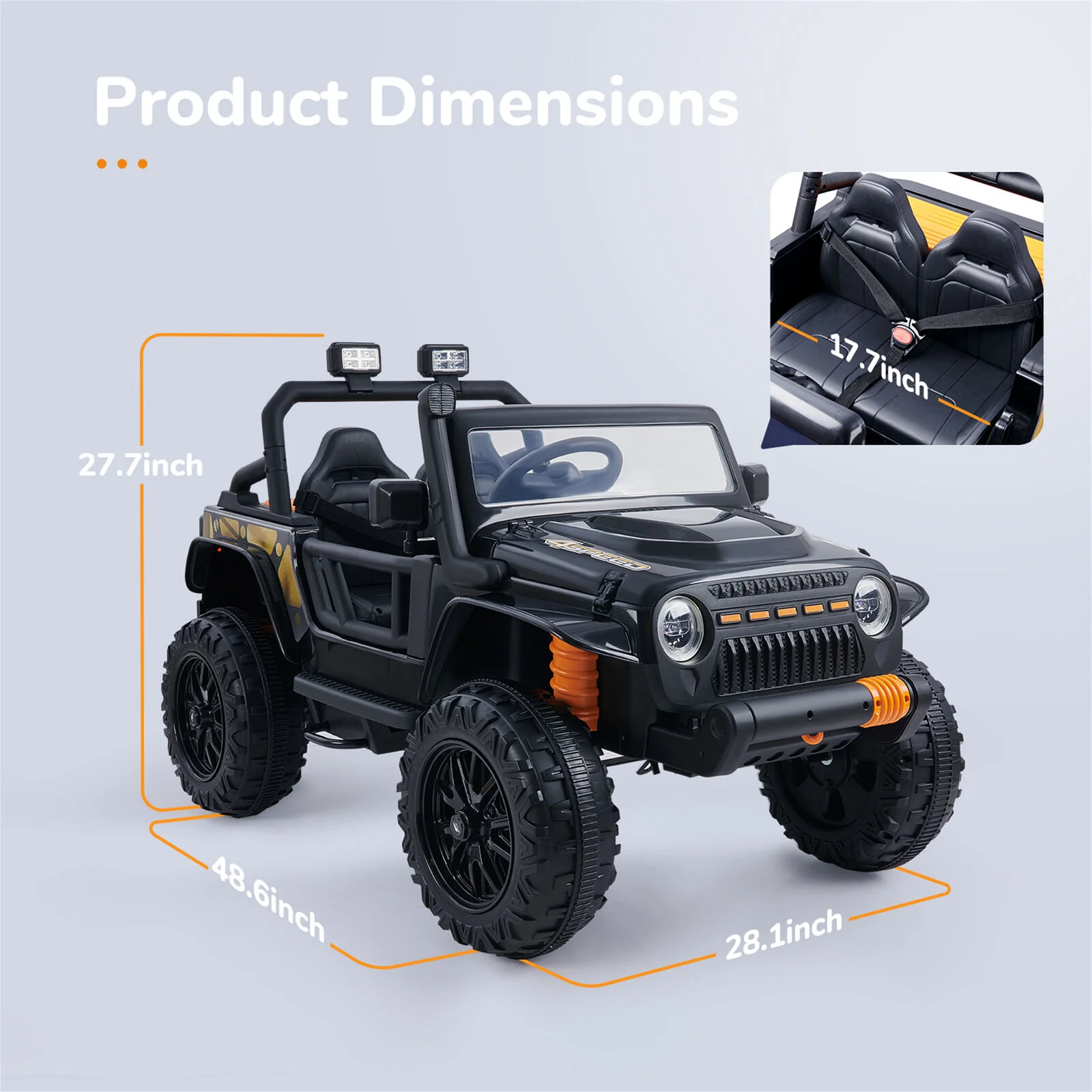 12V Electric Parent-Child Truck Ride-On Toy with Remote Control and LED Lights - 3 Speed Options - Image 12