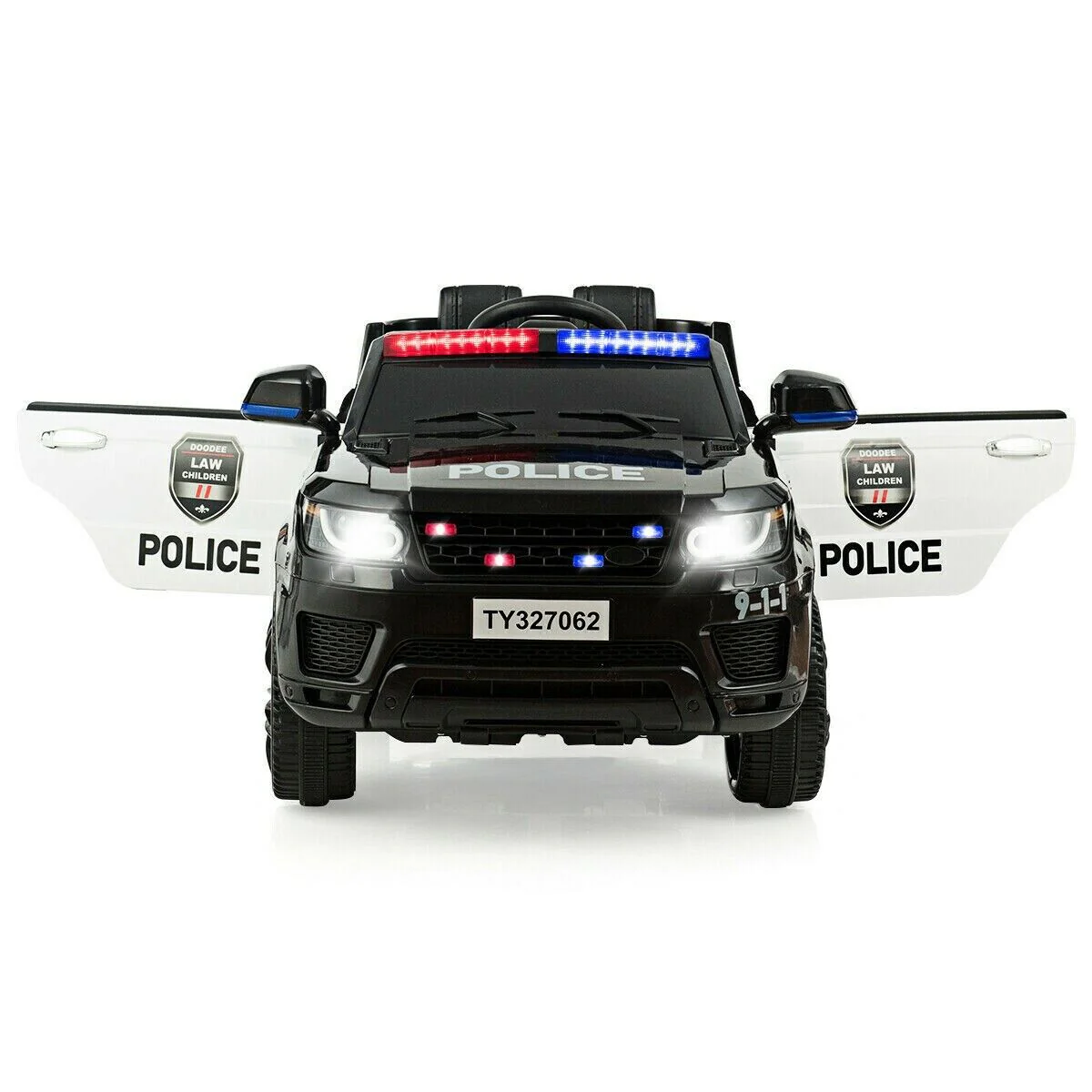 12V Electric Police Car for Kids with Rechargeable Battery, Music and Bluetooth Sounds - Image 3