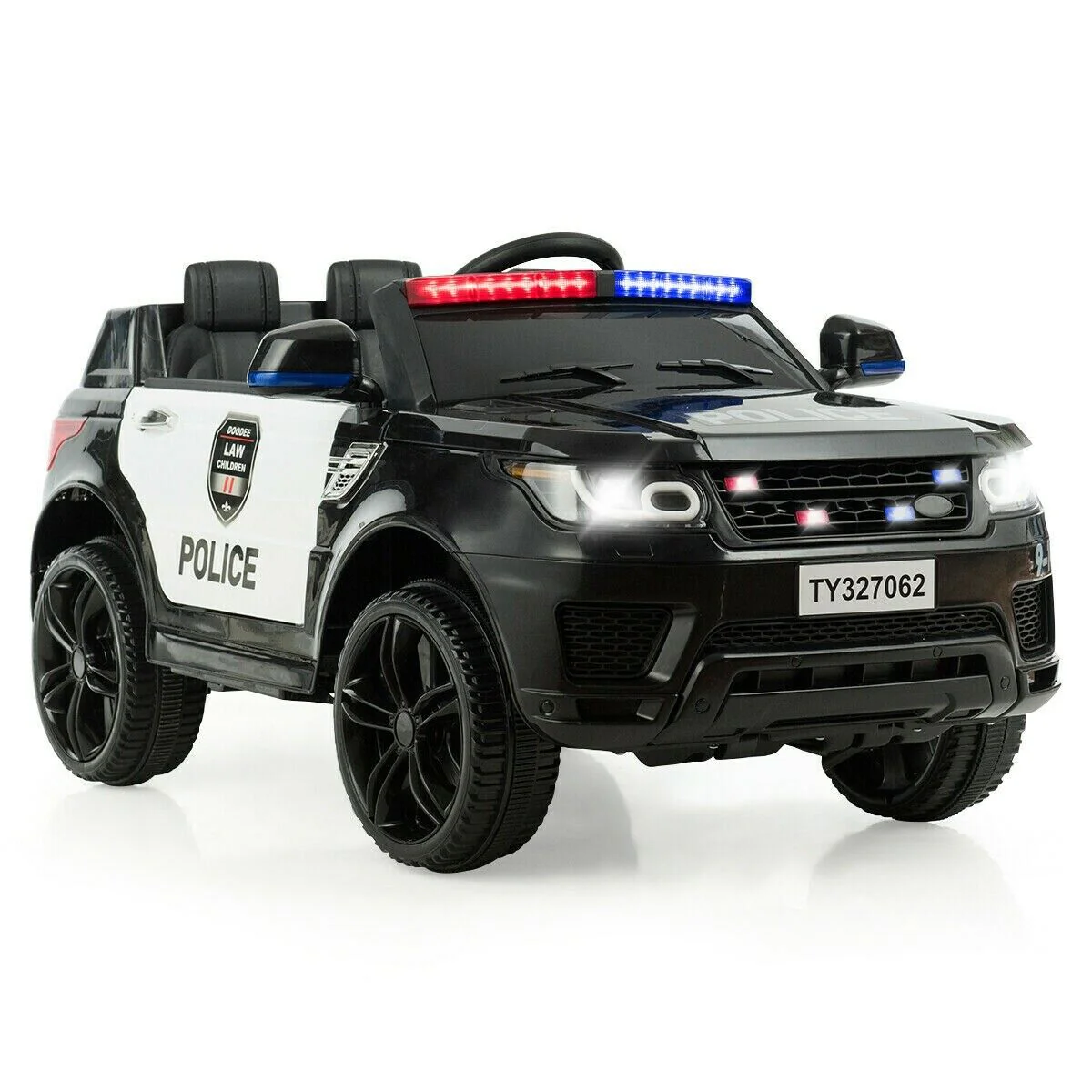 12V Electric Police Car for Kids with Rechargeable Battery, Music and Bluetooth Sounds - Image 4