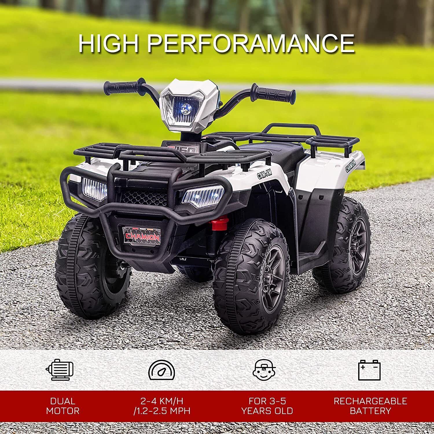 12V Electric Ride-On ATV for Kids 3-6 Years Old - Black Quad Truck with Battery Power - Image 73