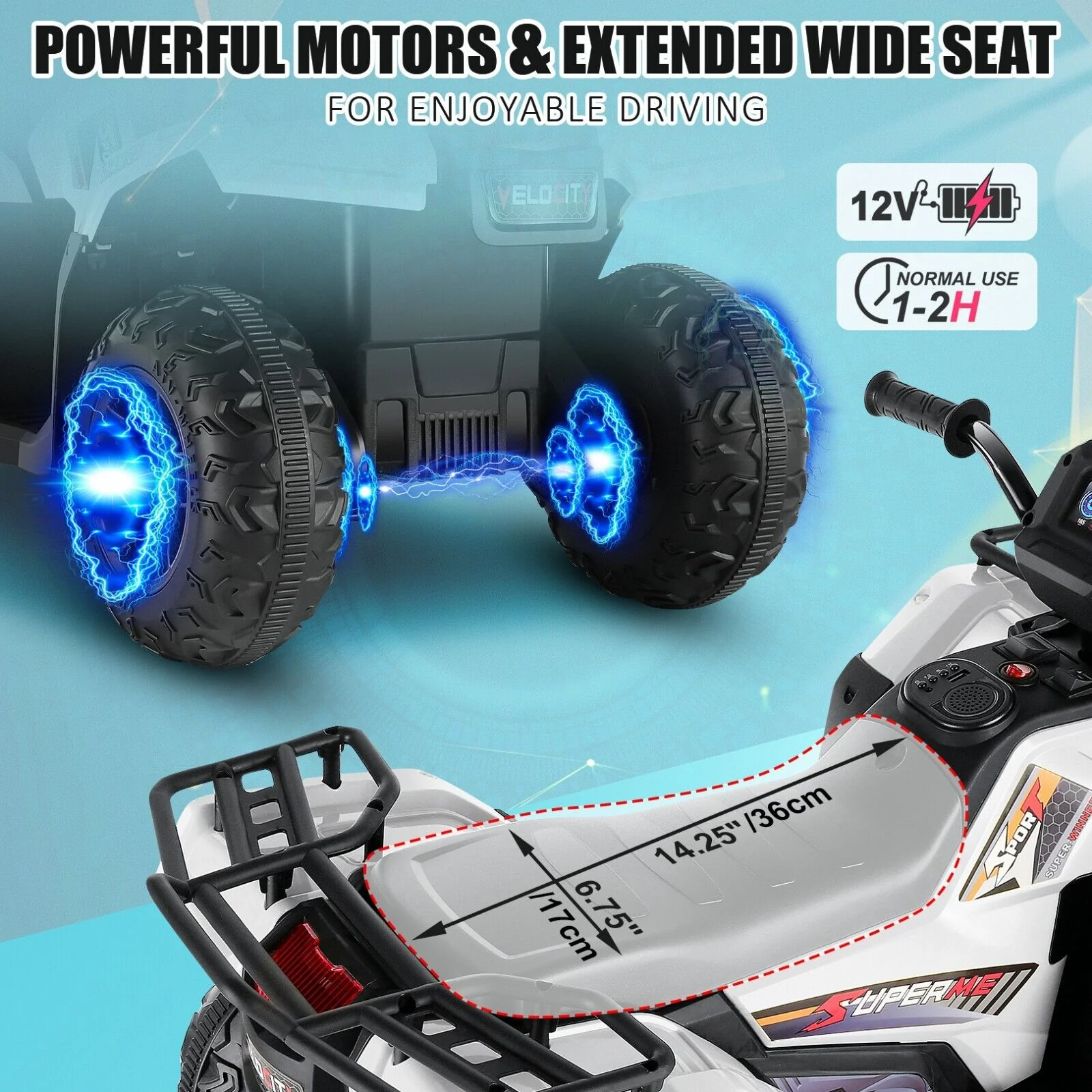 12V Electric Ride-On ATV Toy Car with USB/MP3, 4 Wheels for Kids Ages 3-6 - Image 43