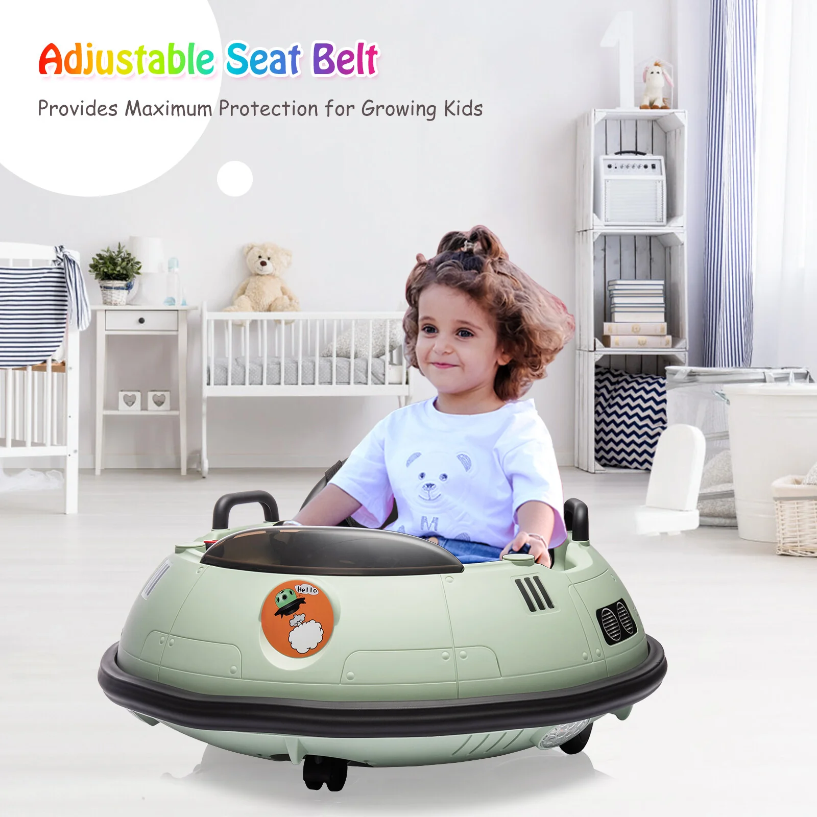 12V Battery-Powered Electric Ride-On Bumper Car for Kids and Toddlers with 44 lbs Load Capacity - Image 2