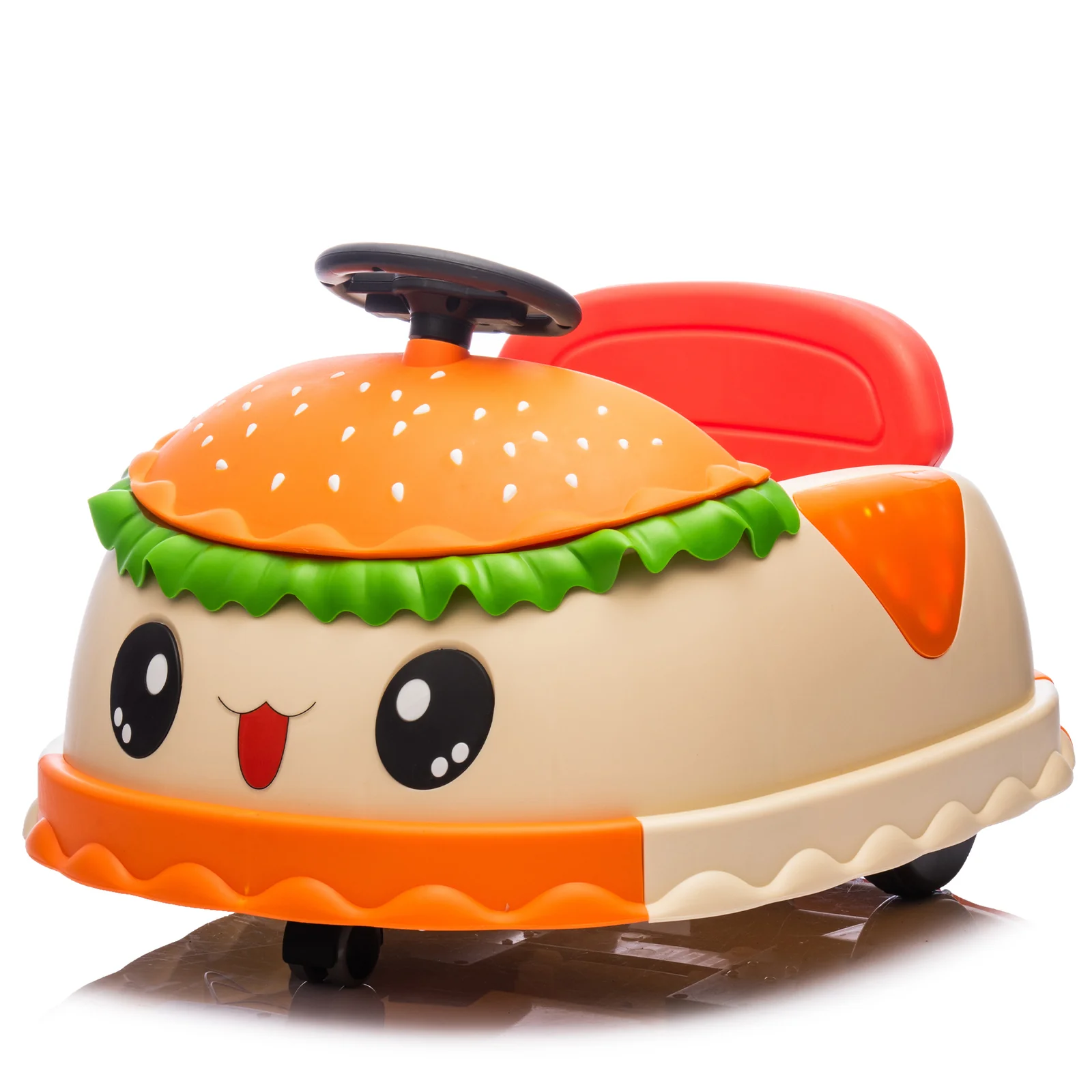 12V Electric Ride-On Bumper Car with Remote Control Hamburger Design and 360-Degree Spin for Kids - Image 17