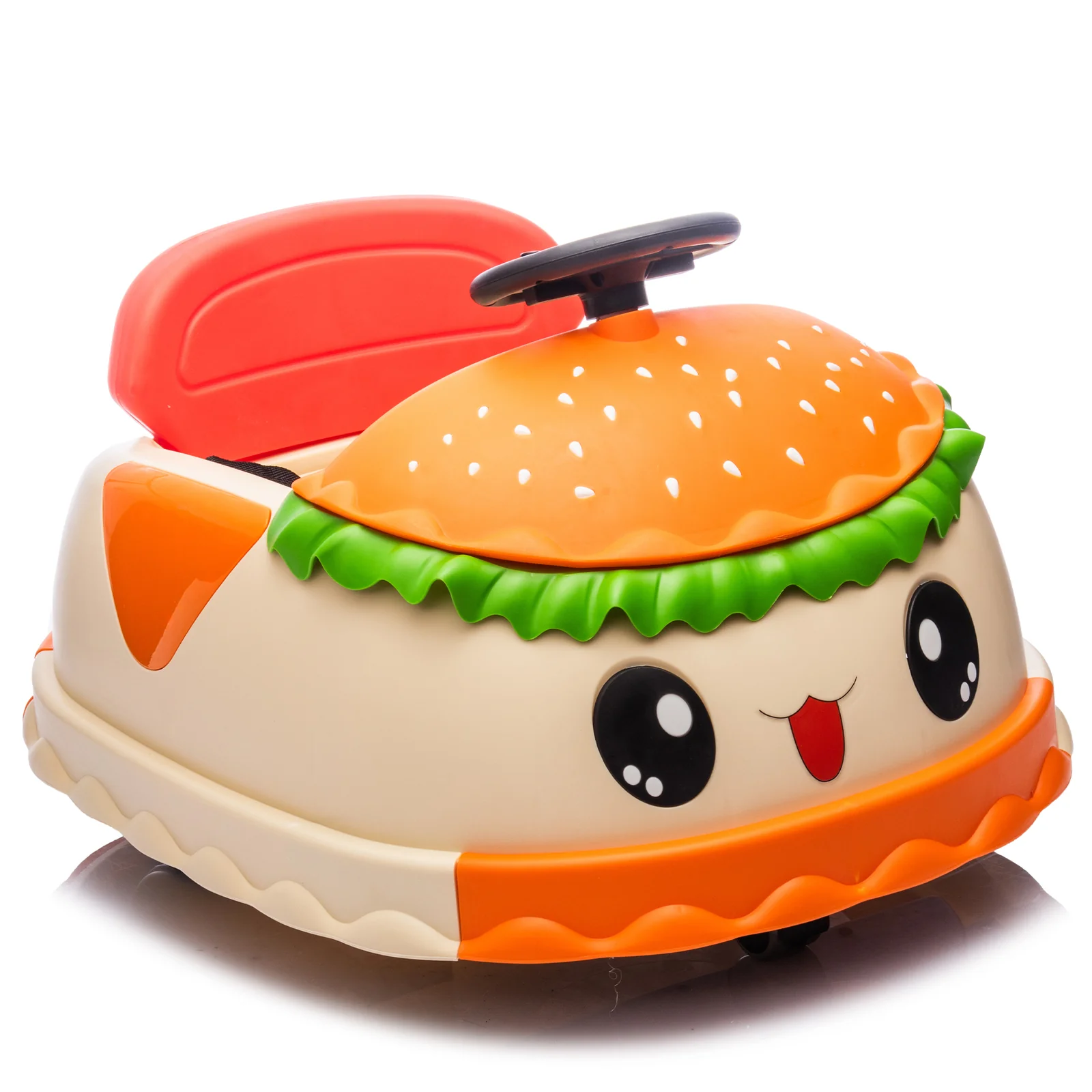 12V Electric Ride-On Bumper Car with Remote Control Hamburger Design and 360-Degree Spin for Kids - Image 18