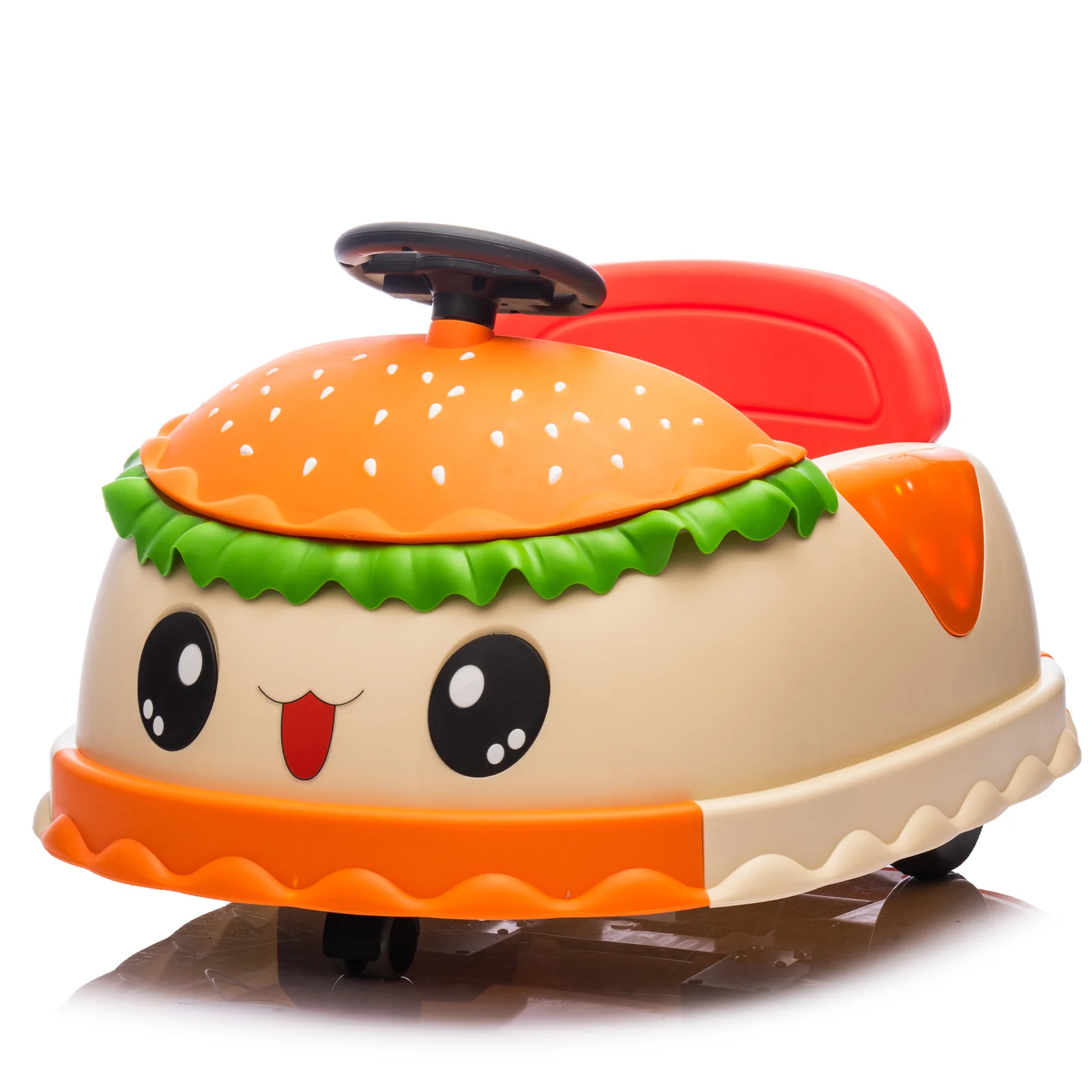 12V Electric Ride-On Bumper Car with Remote Control Hamburger Design and 360-Degree Spin for Kids - Image 5