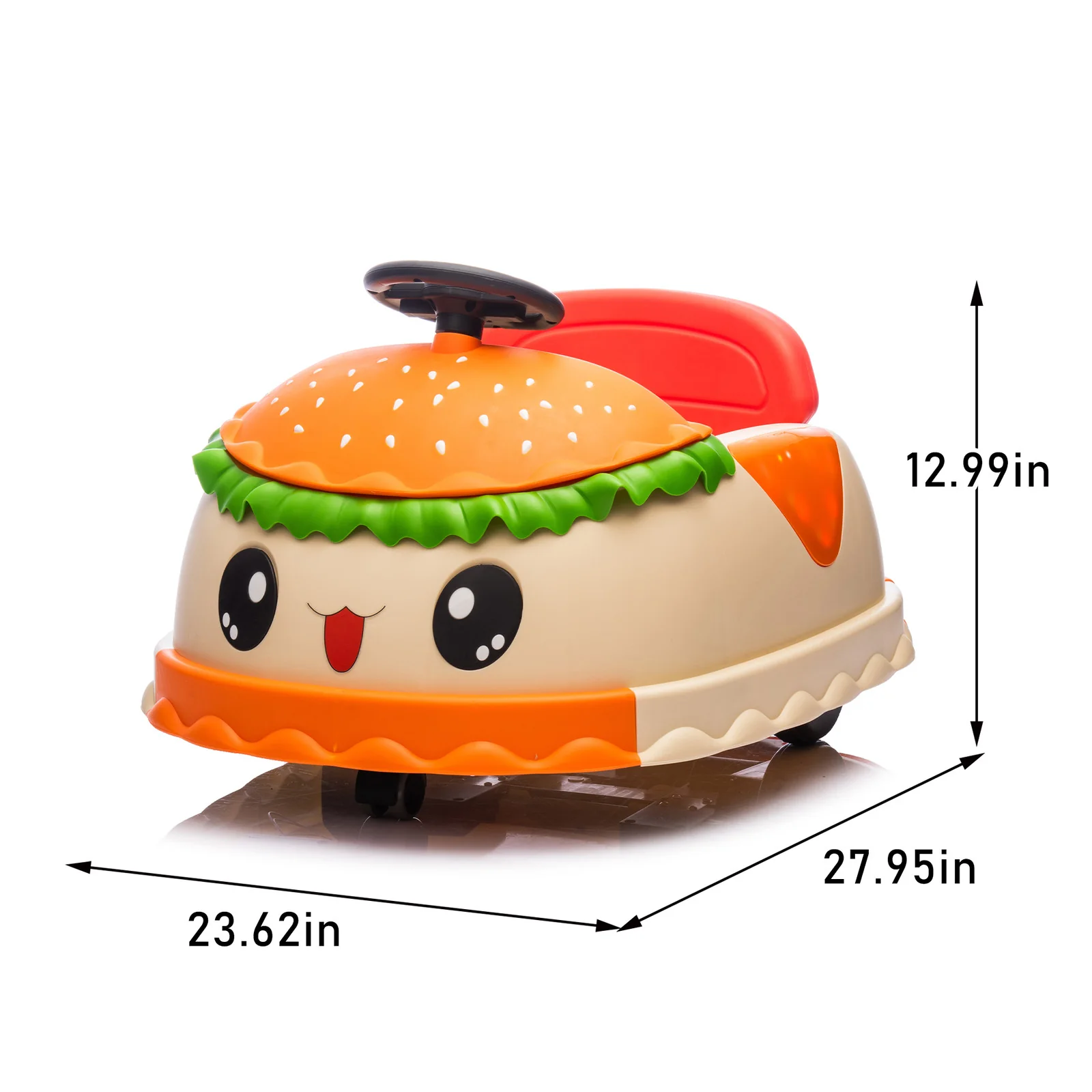 12V Electric Ride-On Bumper Car with Remote Control Hamburger Design and 360-Degree Spin for Kids - Image 6