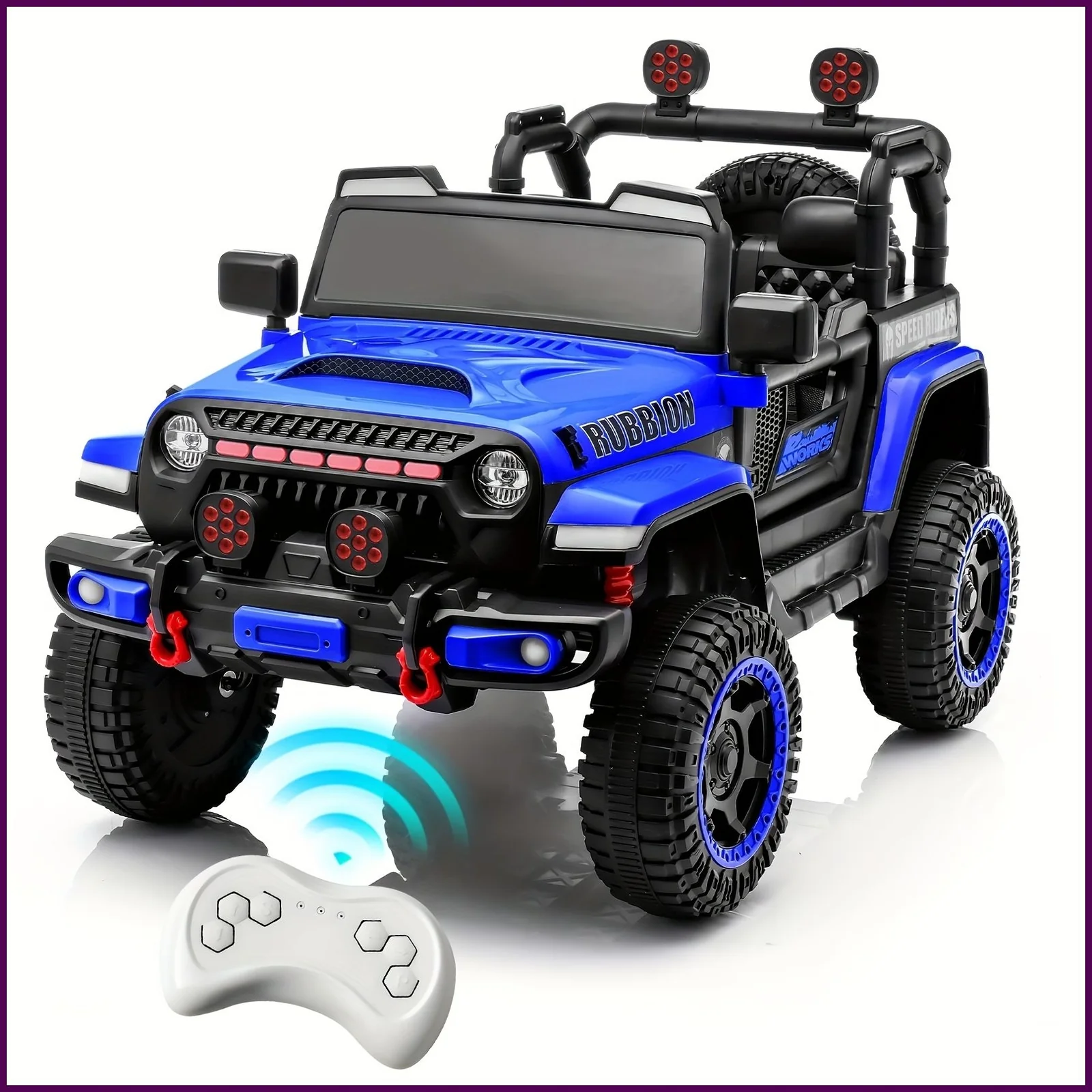 12V Electric Ride-On Car for Kids with Remote Control, Music, LED Lights, and 3 Speeds – Blue - Image 9