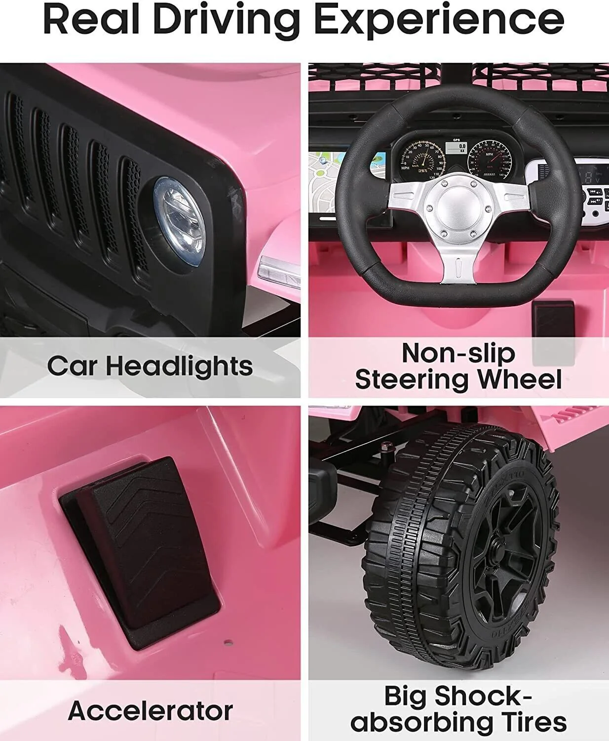 12V Electric Ride-On Car for Kids with Bluetooth MP3 and Remote Control - Pink - Image 6