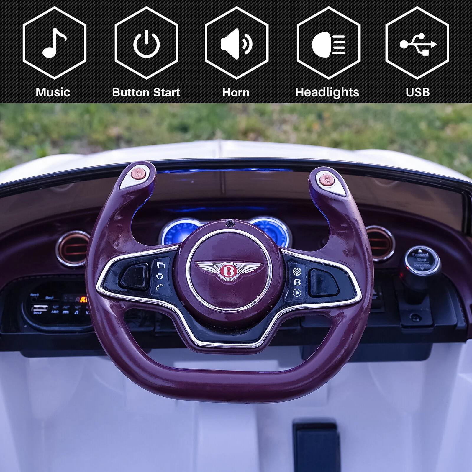 12V Electric Ride-On Car for Kids with Leather Seat - Bentley Style - Image 4
