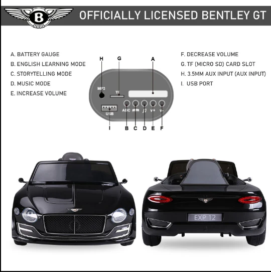 12V Electric Ride-on Car for Kids with Remote Control - Bentley Style Design - Image 8