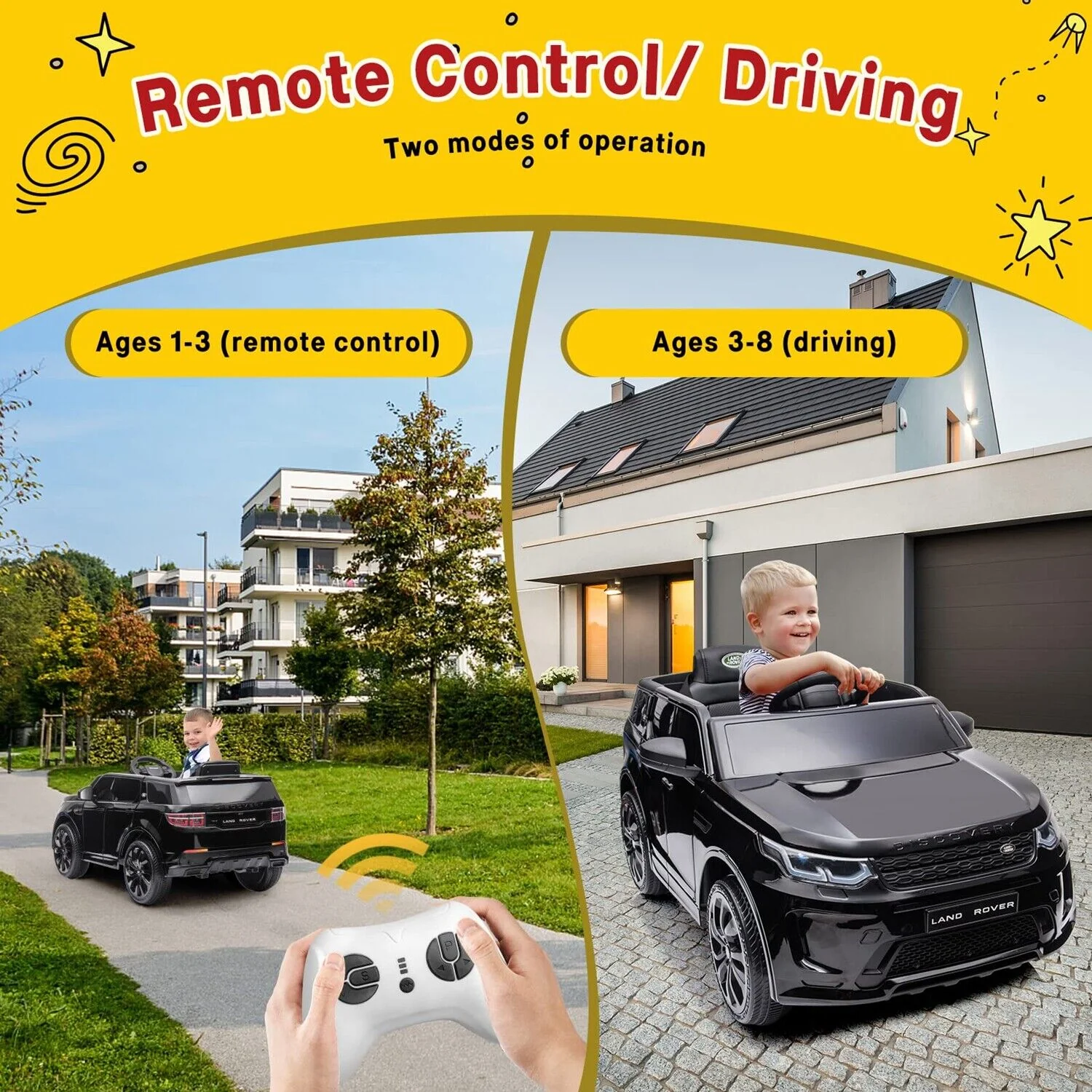 12V Electric Ride-On Car for Kids with Remote Control - Black - Image 3
