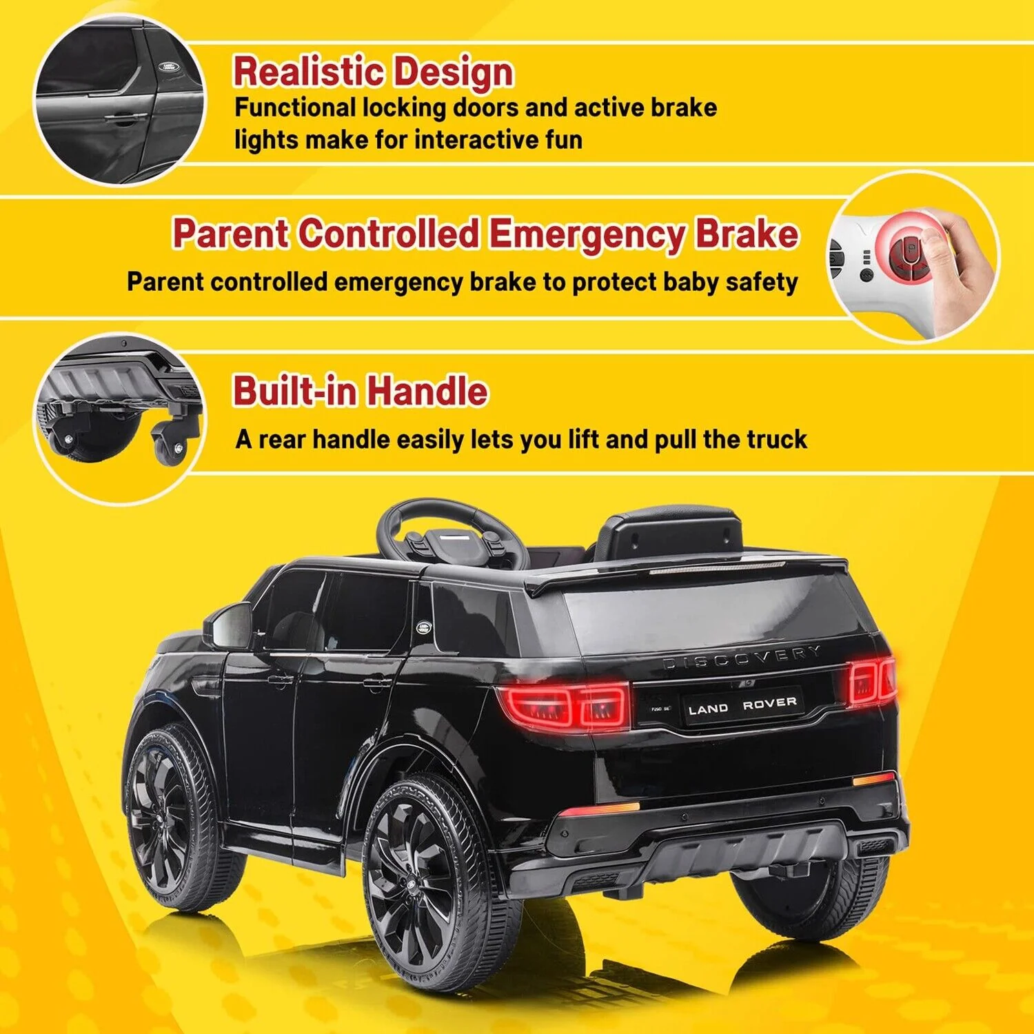12V Electric Ride-On Car for Kids with Remote Control - Black - Image 5