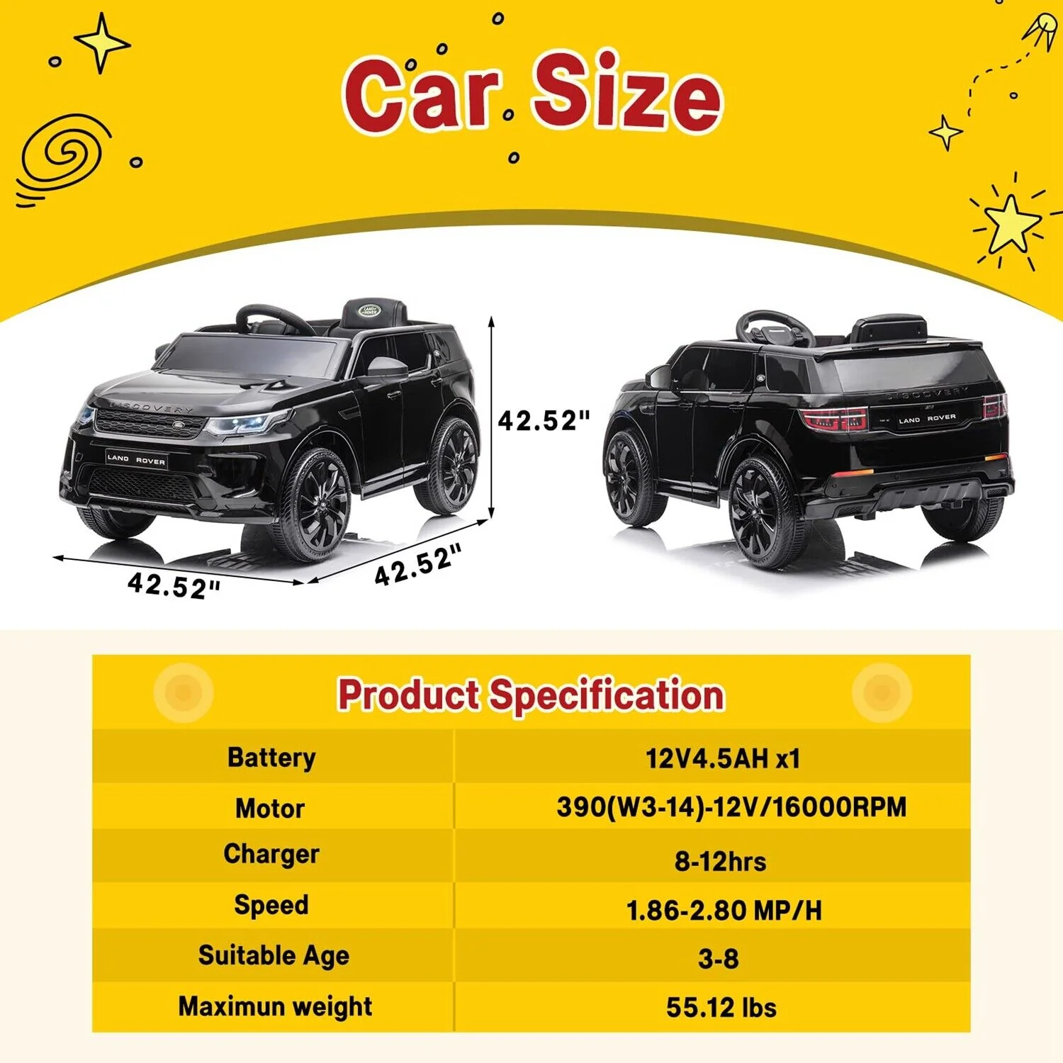 12V Electric Ride-On Car for Kids with Remote Control - Black - Image 7