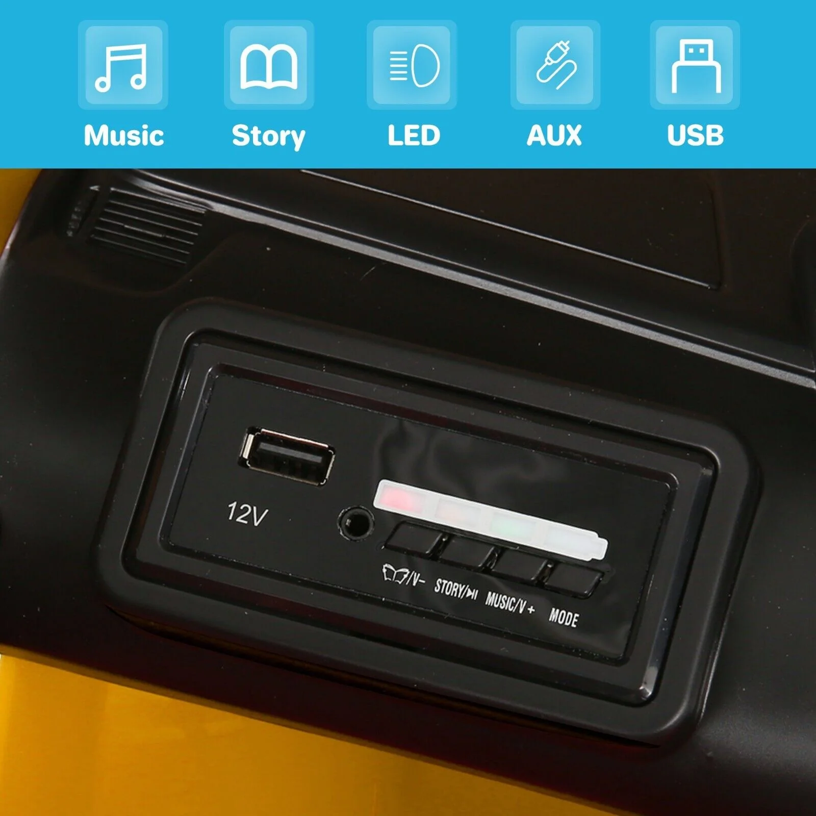 12V Electric Ride-On Car for Kids with Remote Control, MP3 Player, and LED Lights - Perfect Gift Toy - Image 52