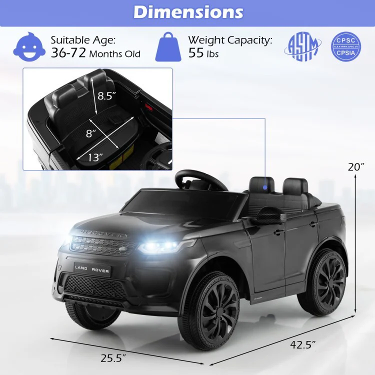 12V Electric Ride-On Car for Kids with Remote Control, Lockable Doors, and LED Lights - Image 3