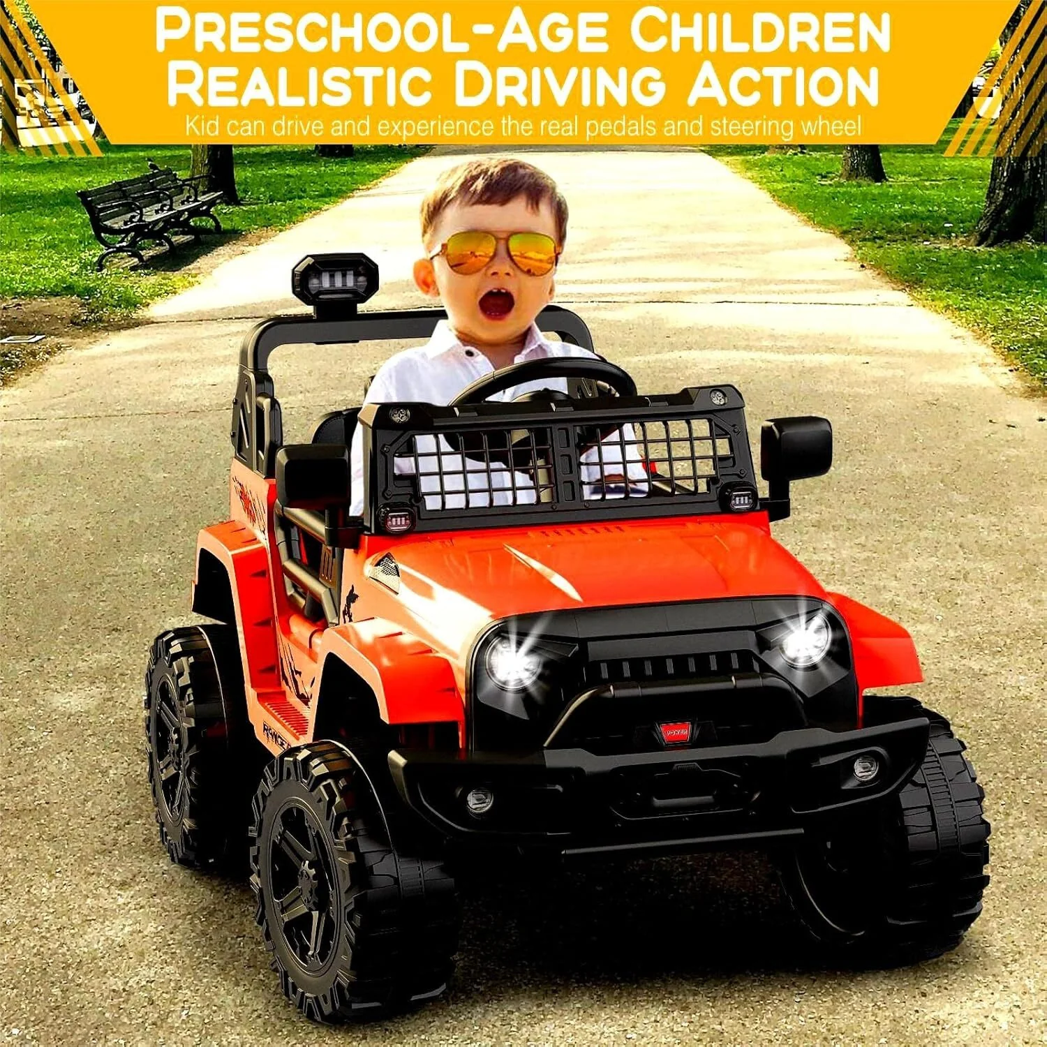 12V Electric Ride-On Kids Truck with LED Lights and Remote Control Battery-Powered Toy Car for Children - Image 13
