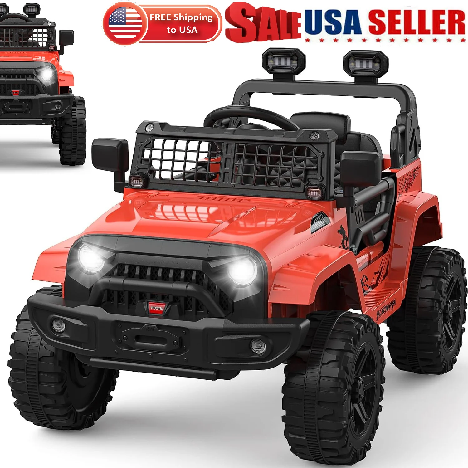 12V Electric Ride-On Kids Truck with LED Lights and Remote Control Battery-Powered Toy Car for Children - Image 17