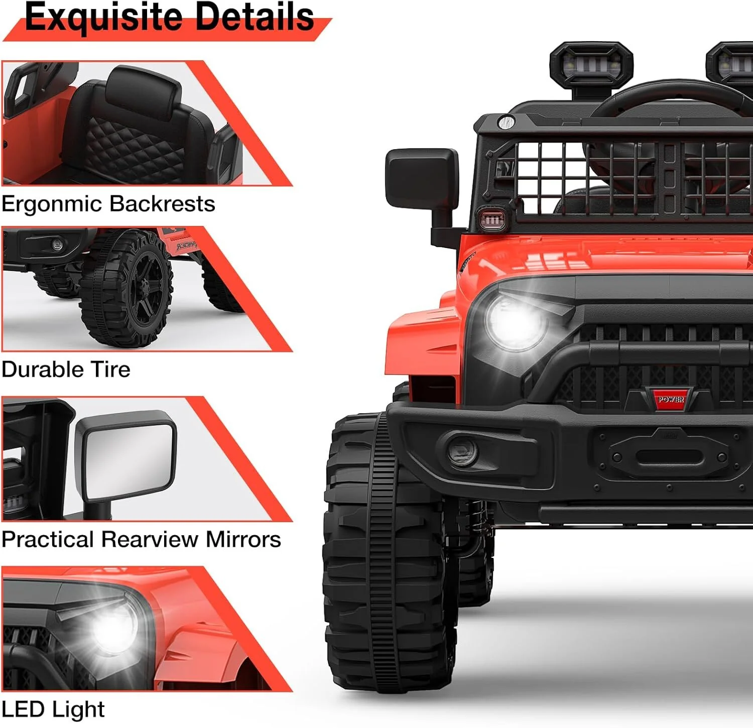 12V Electric Ride-On Kids Truck with LED Lights and Remote Control Battery-Powered Toy Car for Children - Image 3