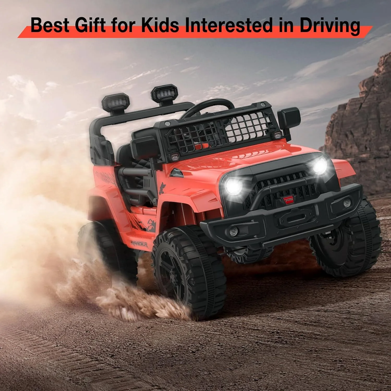 12V Electric Ride-On Kids Truck with LED Lights and Remote Control Battery-Powered Toy Car for Children - Image 8