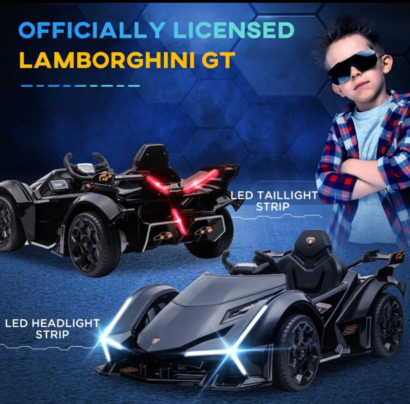 12V Electric Ride-On Licensed Lamborghini V12 Vision Gran Turismo Car - Image 3