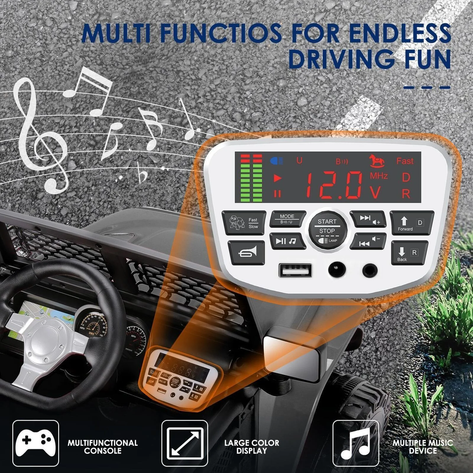 12V Electric Ride On Car Toy Truck with USB, Bluetooth, and Remote Control for Kids - Image 15