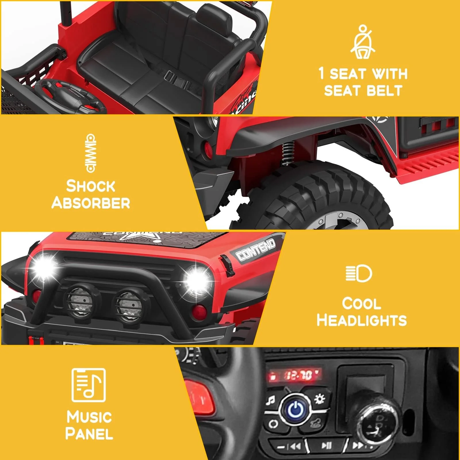 12V Electric Ride-On Car Truck for Kids with Remote Control, Safety Belt, and MP3 Player - Image 8