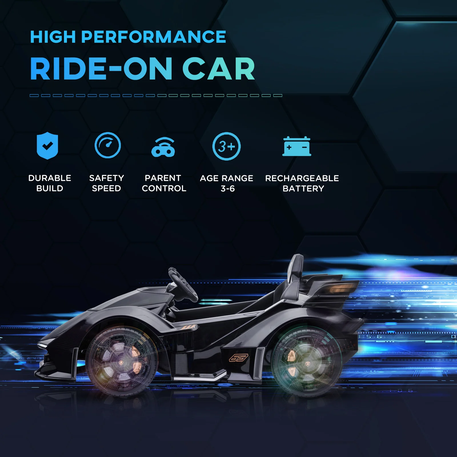 12V Electric Ride-On Car with Remote Control and Bluetooth, Black - Image 10