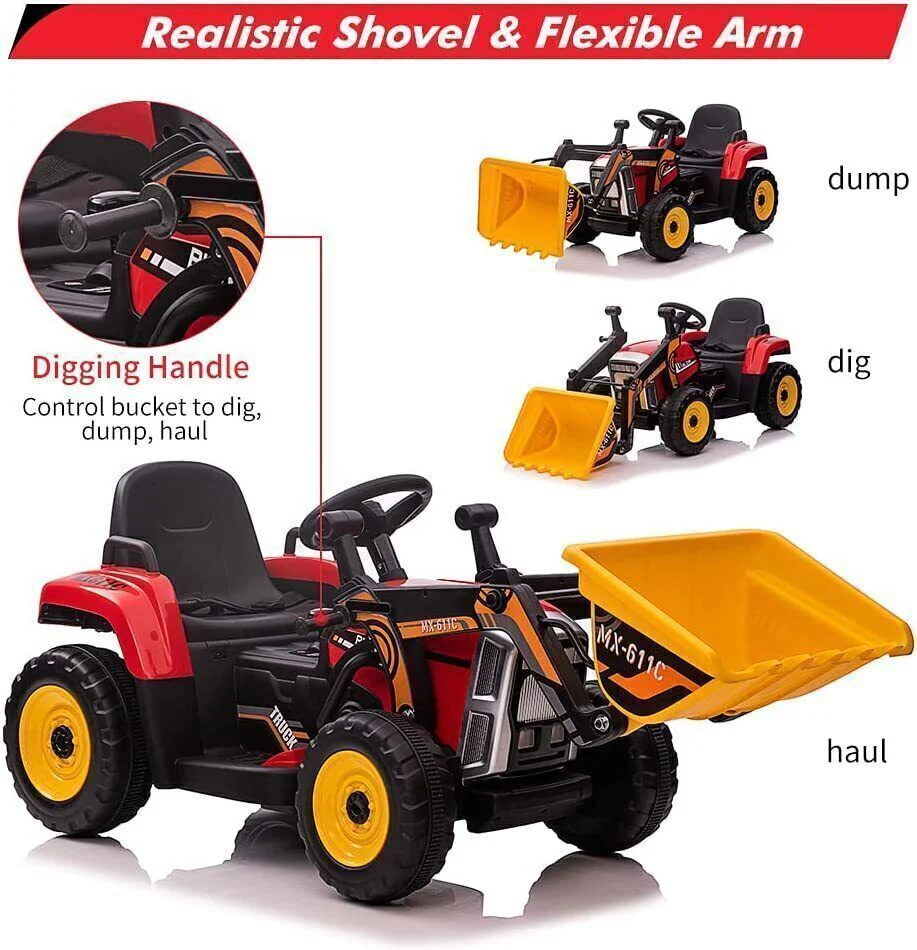 12V Electric Ride-On Excavator for Kids with Bluetooth and 3 Speeds - Image 7