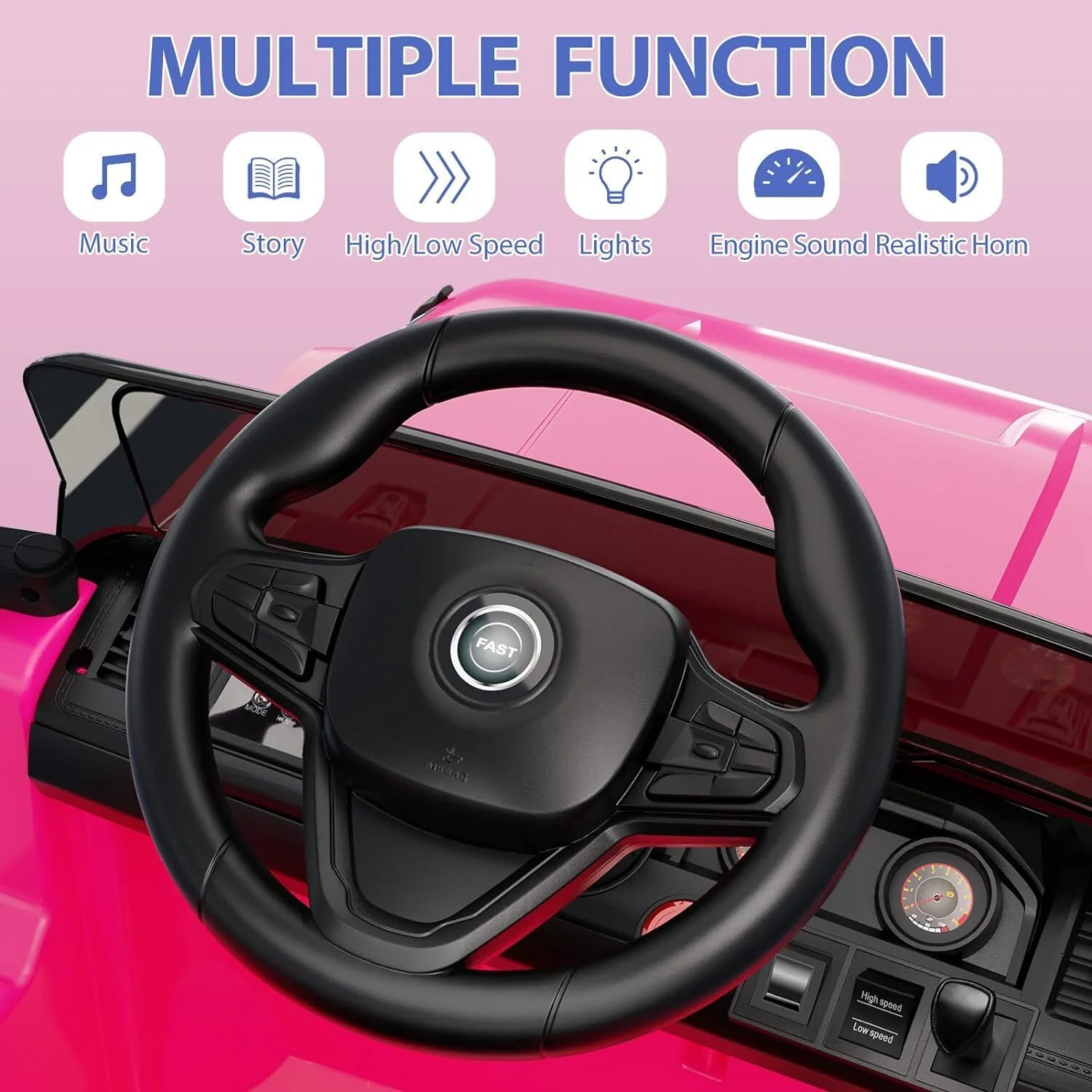 12V Electric Ride On Jeep Toy Car for Kids with Remote Control, Music, and LED Lights - 3 Speed Options - Image 4