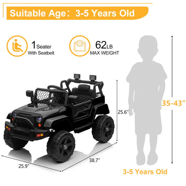 12V Electric Ride On Jeep Toy Car for Kids with Remote Control - Perfect Gift for US Children - Image 12