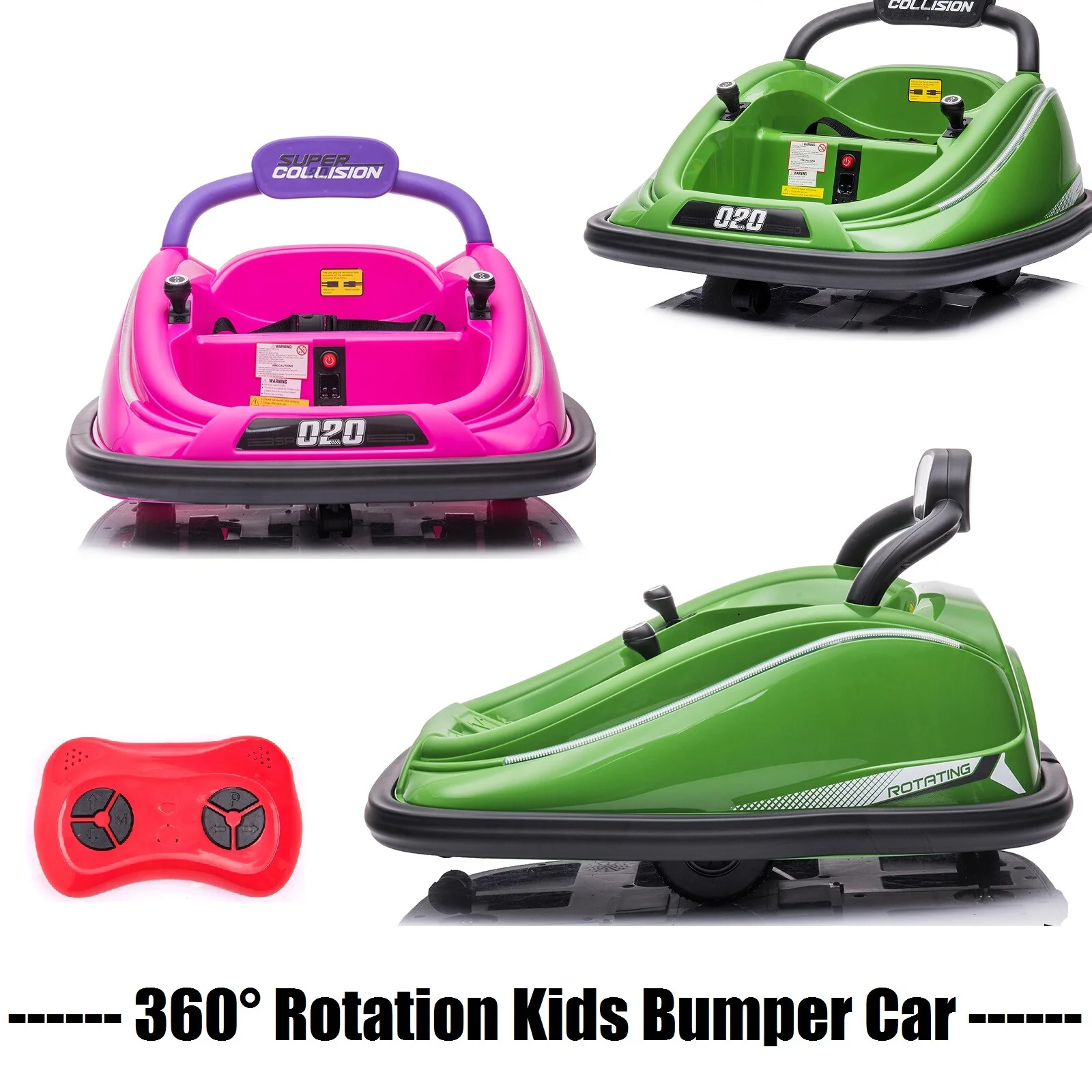 12V Electric Kids Ride-On Bumper Car with 360° Rotation and Remote Control - Image 3